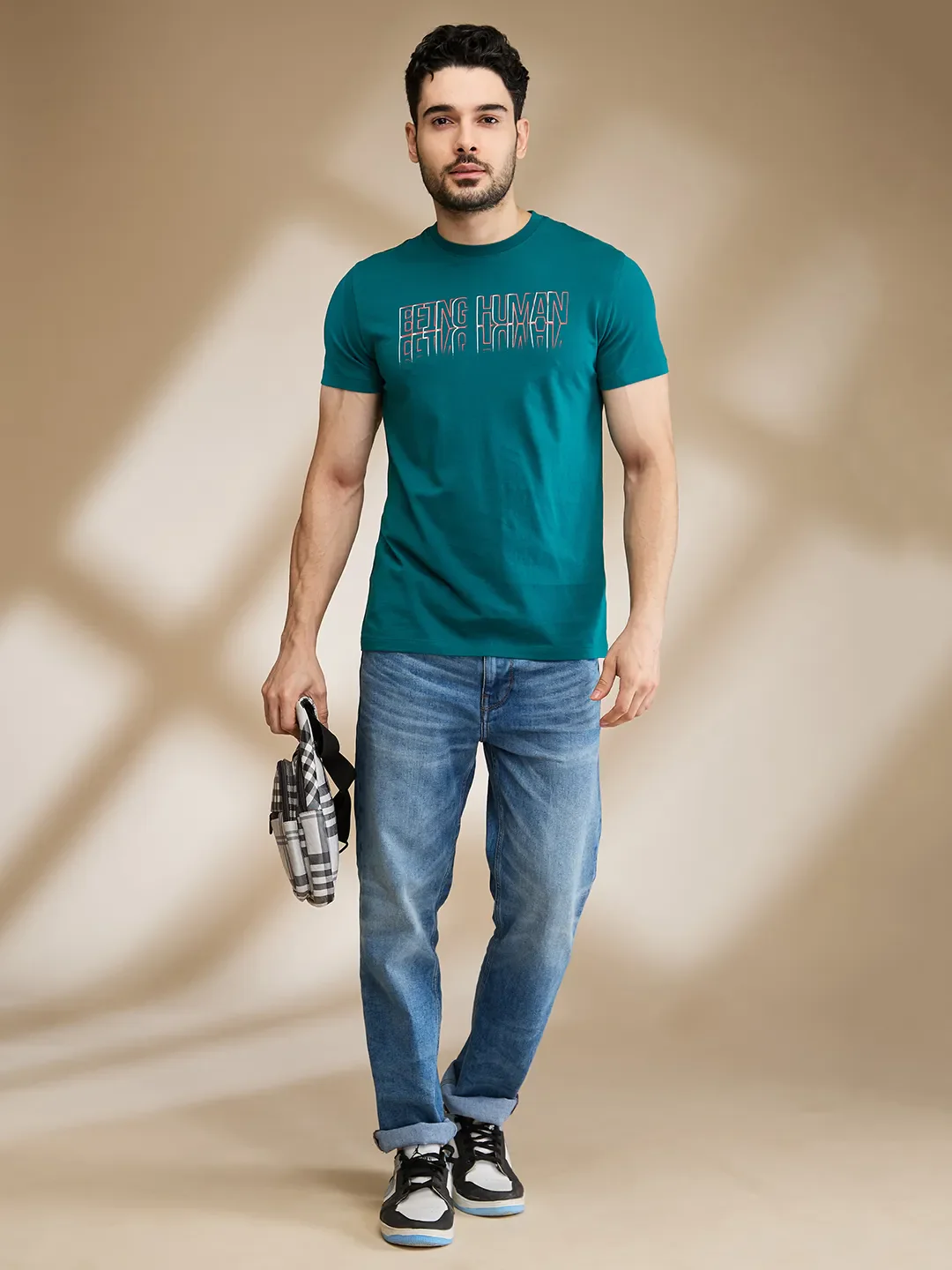 Teal Regular Fit Round Neck Men's T-Shirt by Being Human Clothing - Image 6