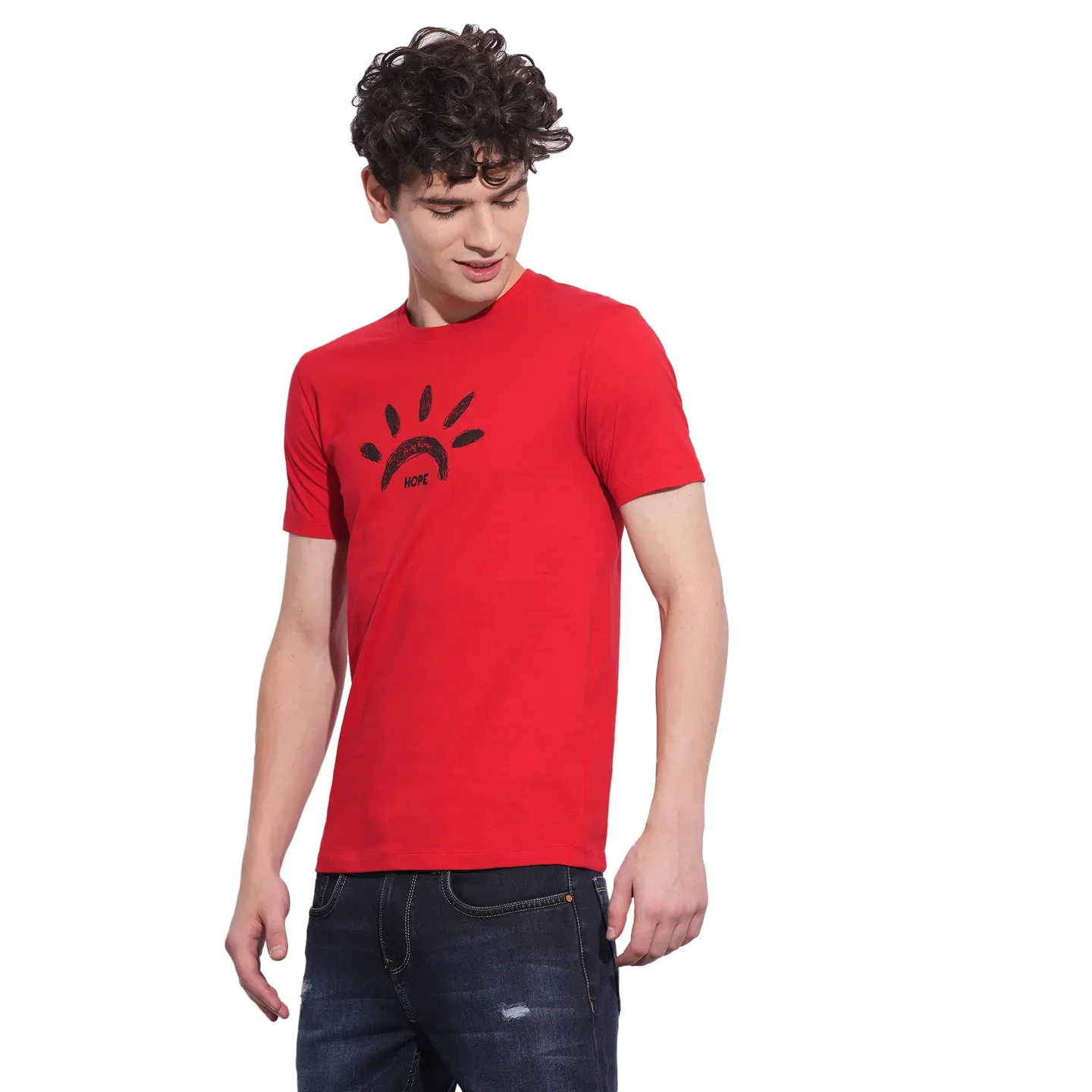 True Red Slim Fit Round Neck Men's T-Shirt by Being Human Clothing - Image 2