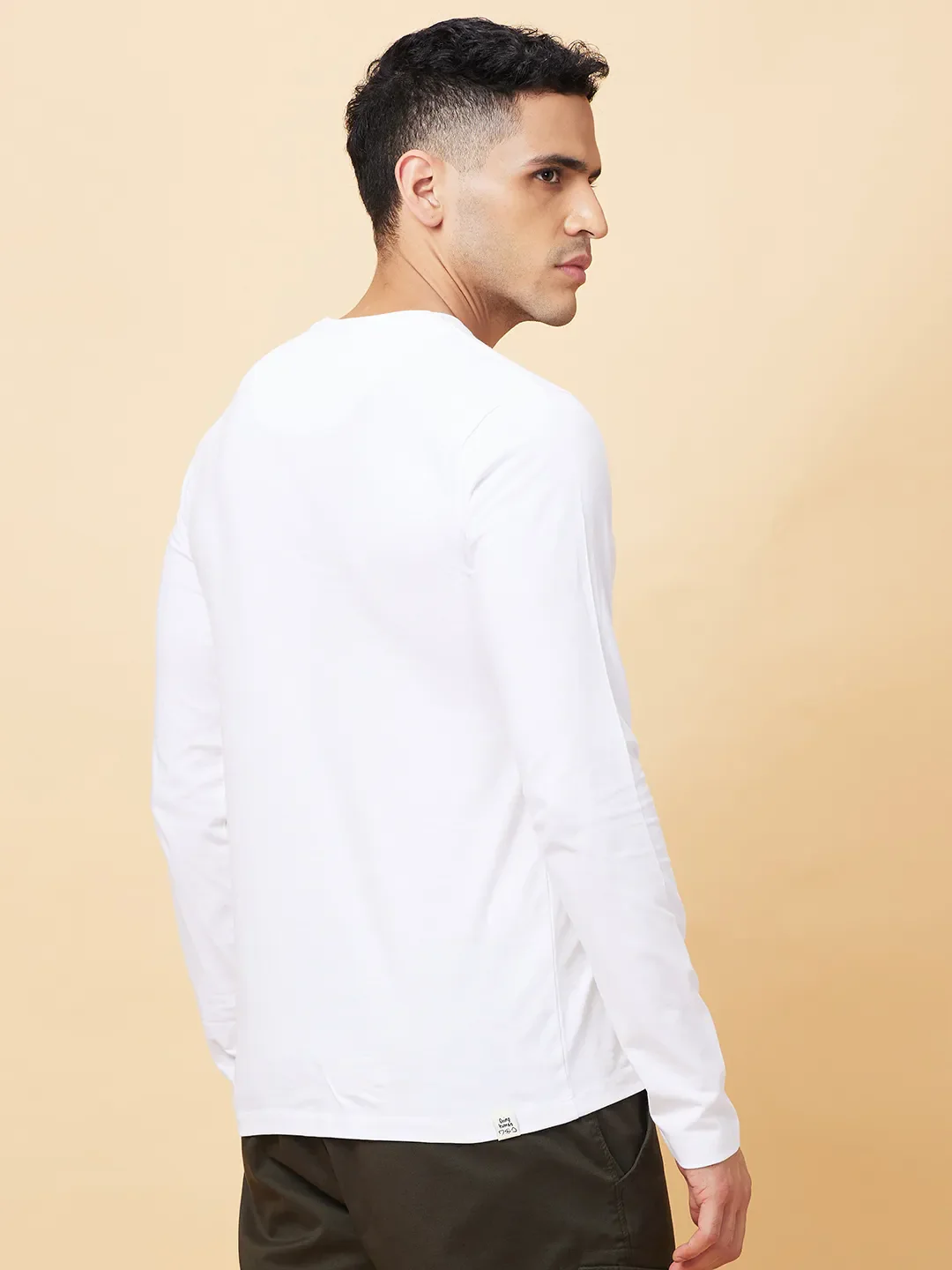 White Regular Fit Round Neck Men's T-Shirt by Being Human Clothing - Image 3