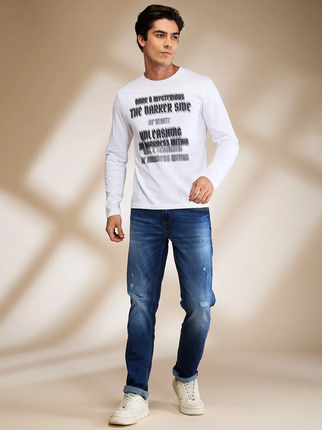 White Slim Fit Round Neck Men's T-Shirt by Being Human Clothing - Image 6