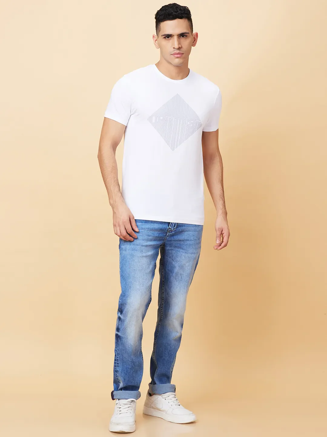 White Regular Fit Men's Short Sleeves T-Shirt by Being Human Clothing - Image 2