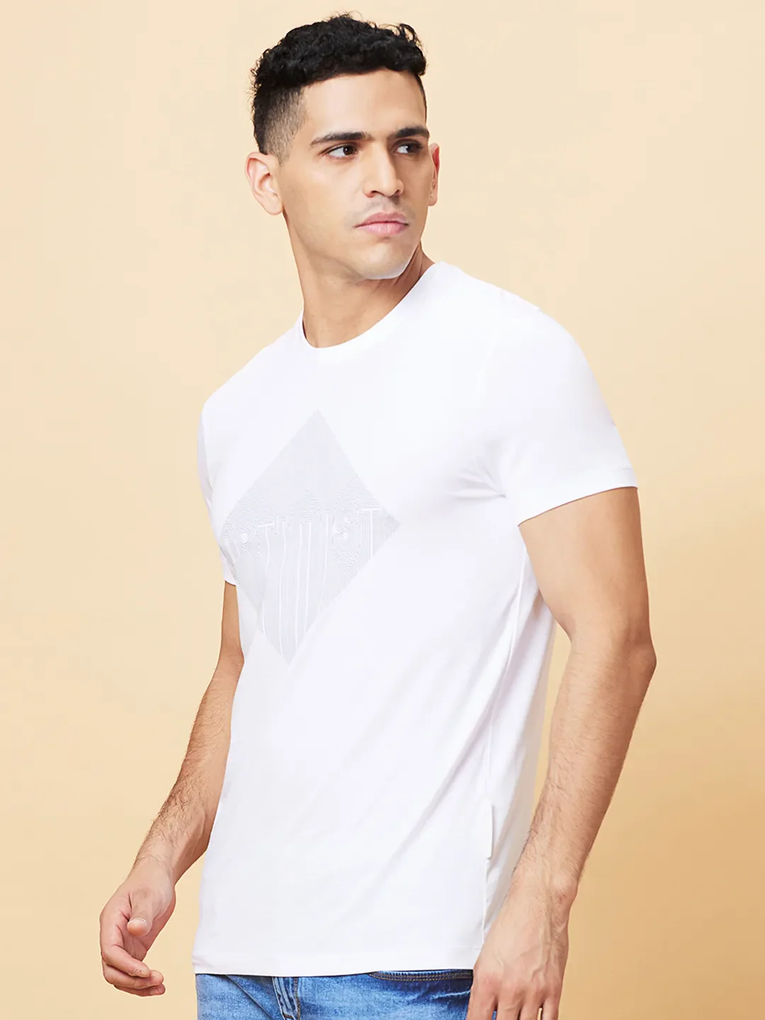 White Regular Fit Men's Short Sleeves T-Shirt by Being Human Clothing - Image 4