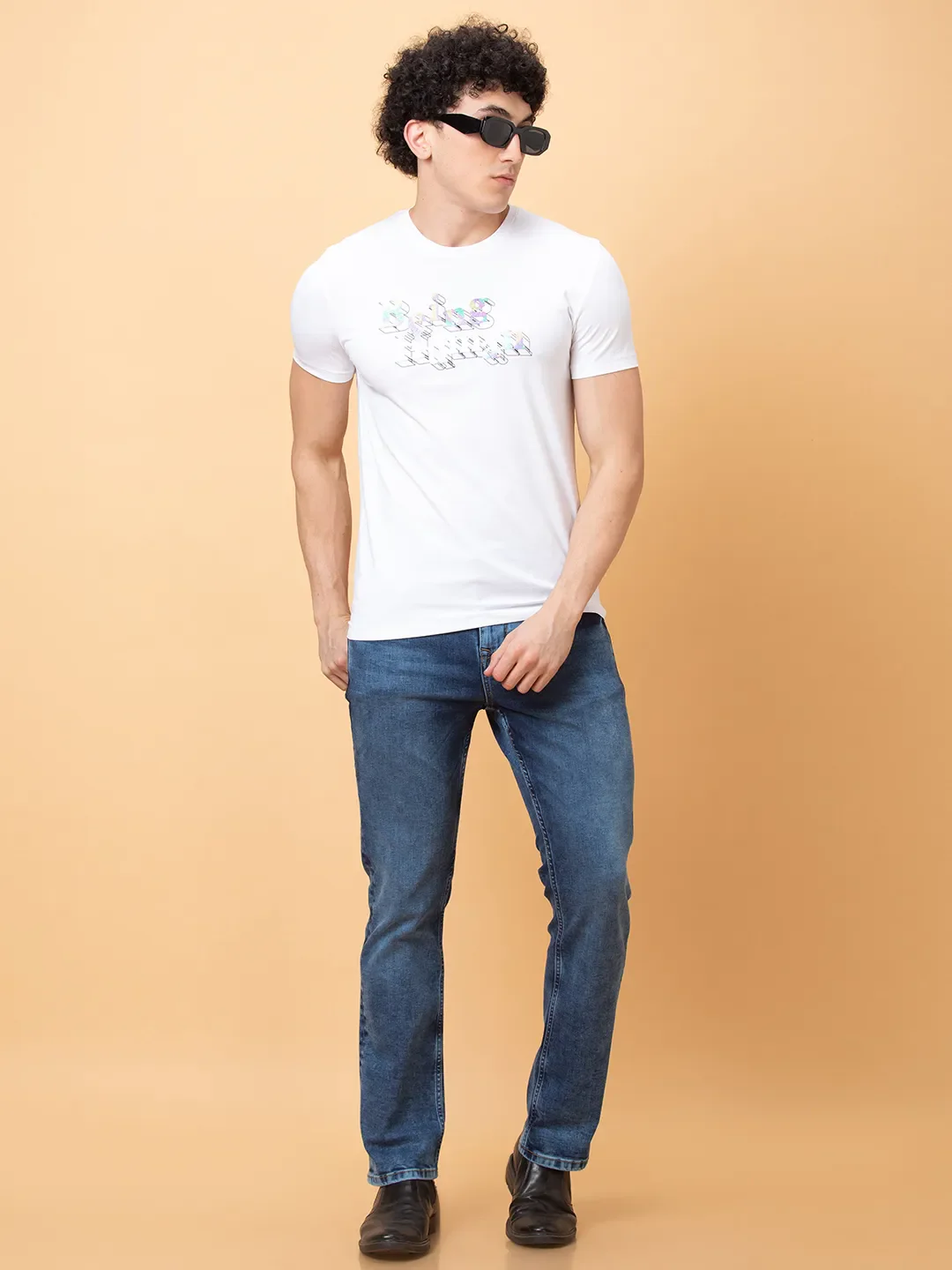White Regular Fit Round Neck Men's T-Shirt by Being Human Clothing - Image 6