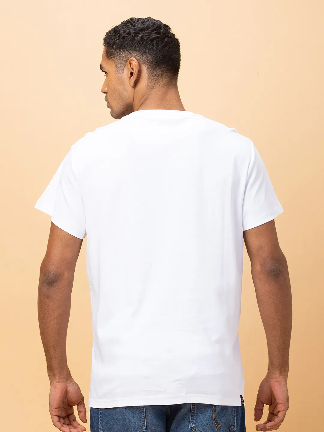 White Regular Fit Round Neck Men's T-Shirt by Being Human Clothing - Image 3