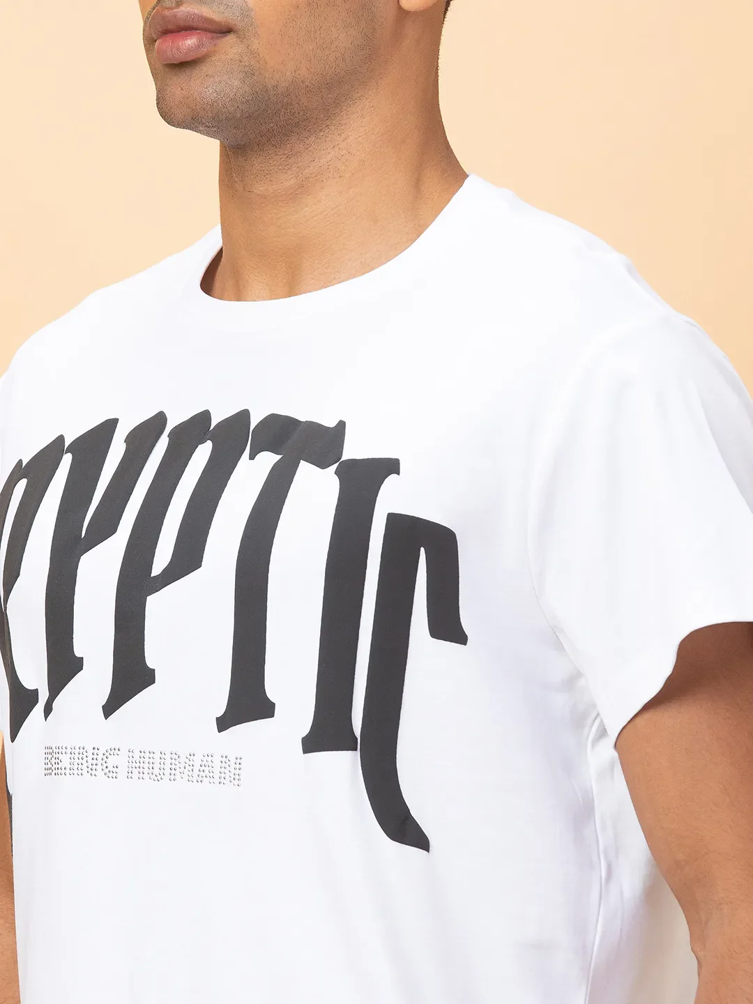 White Regular Fit Round Neck Men's T-Shirt by Being Human Clothing - Image 5