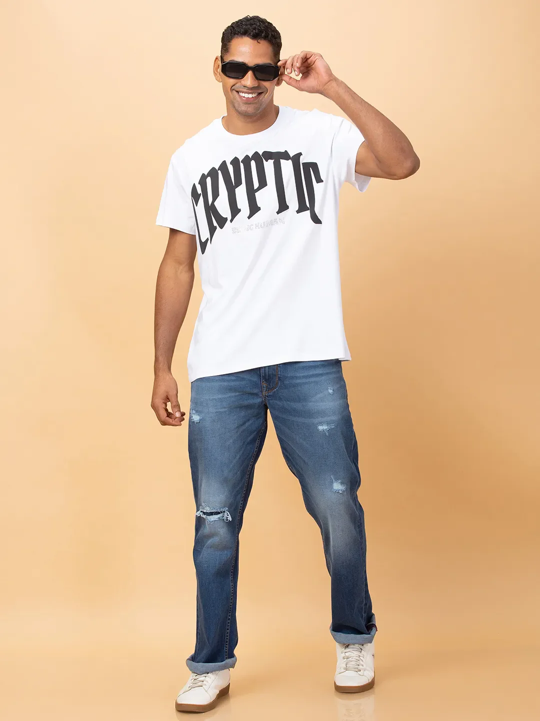 White Regular Fit Round Neck Men's T-Shirt by Being Human Clothing - Image 6