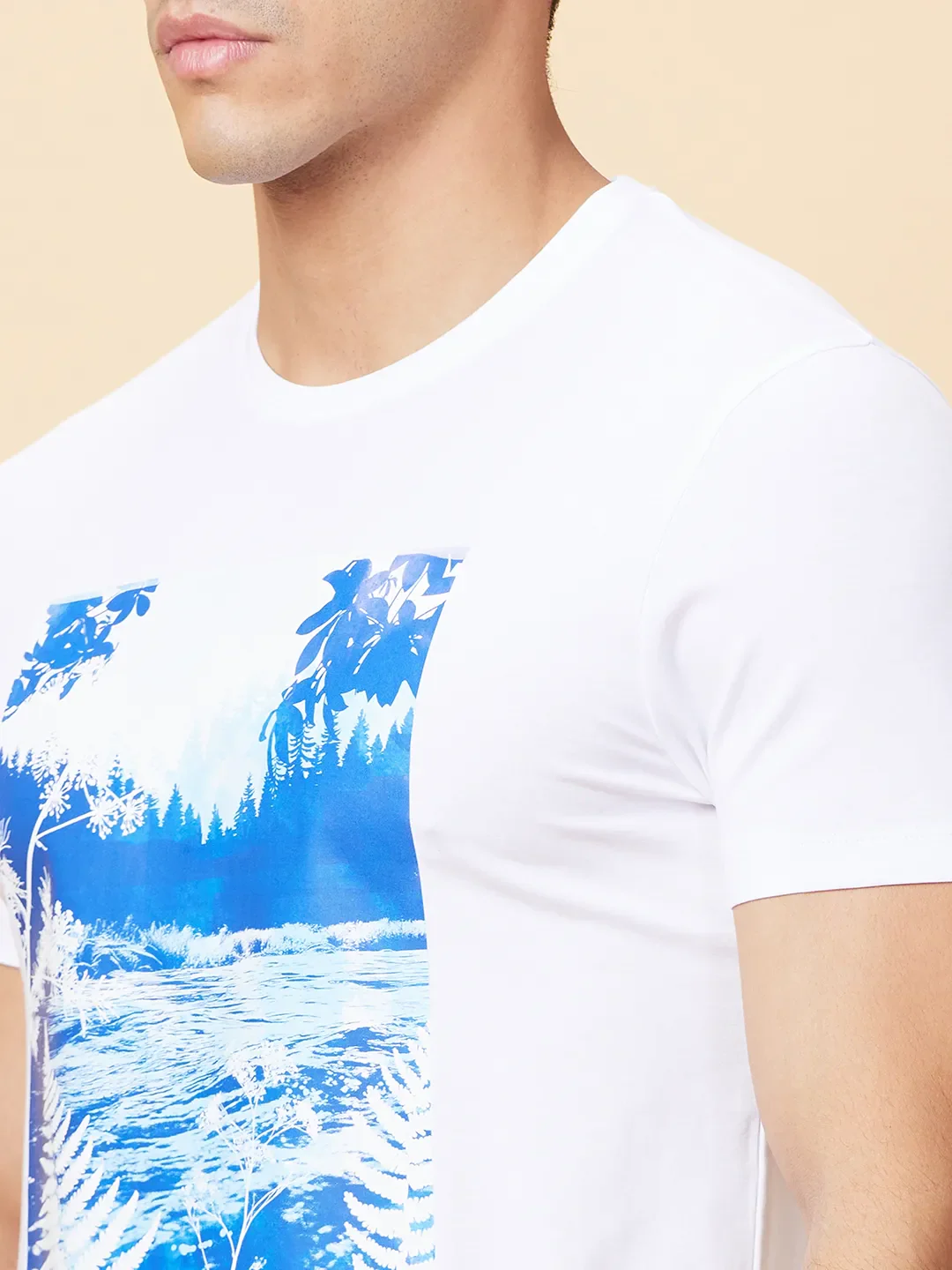 White Regular Fit Round Neck Men's T-Shirt by Being Human Clothing - Image 5