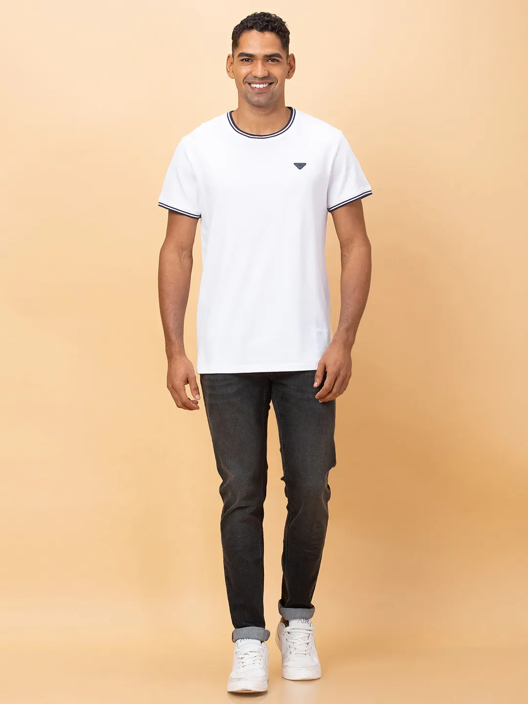 White Regular Fit Round Neck Men's T-Shirt by Being Human Clothing - Image 2