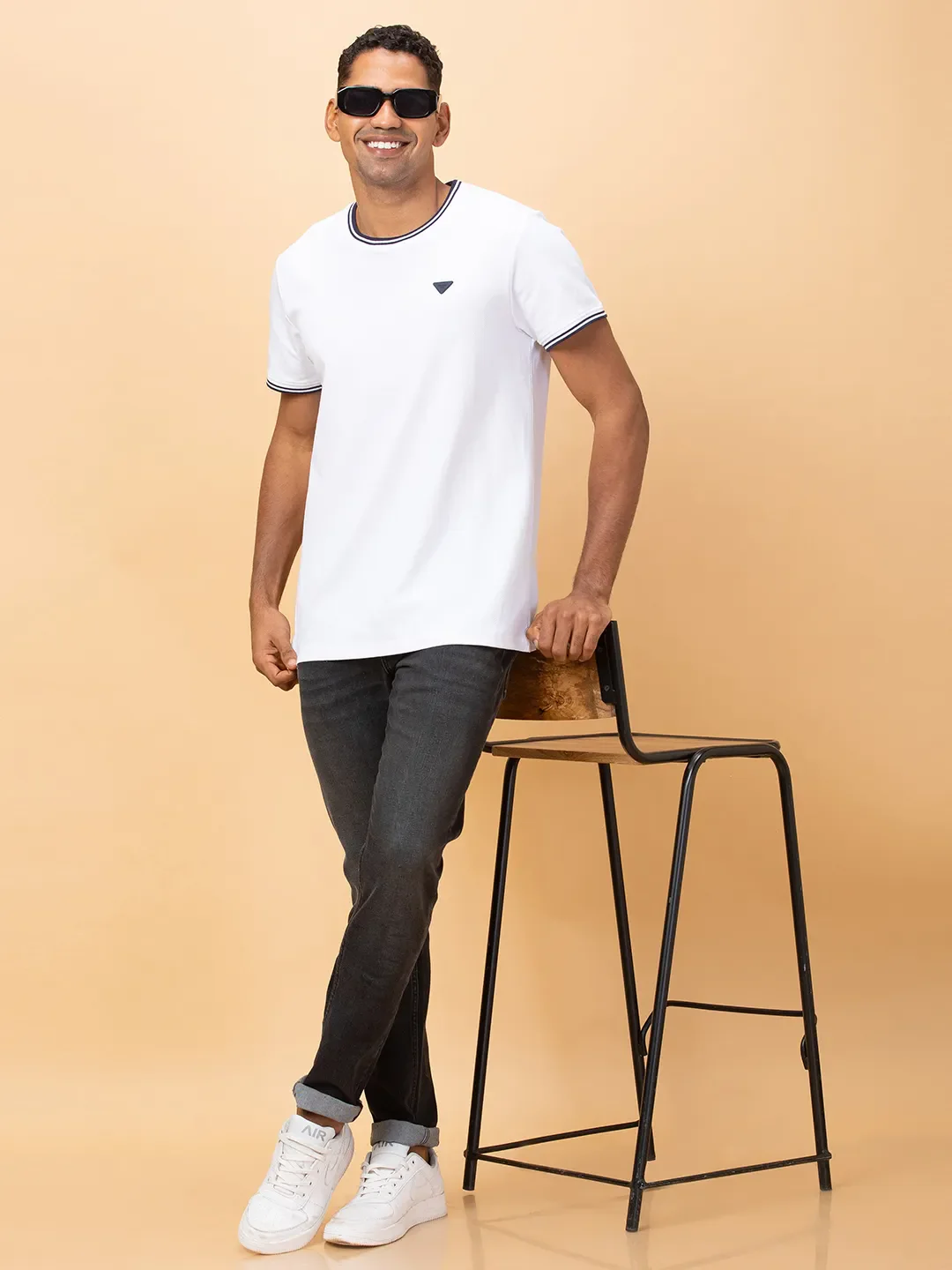 White Regular Fit Round Neck Men's T-Shirt by Being Human Clothing - Image 6
