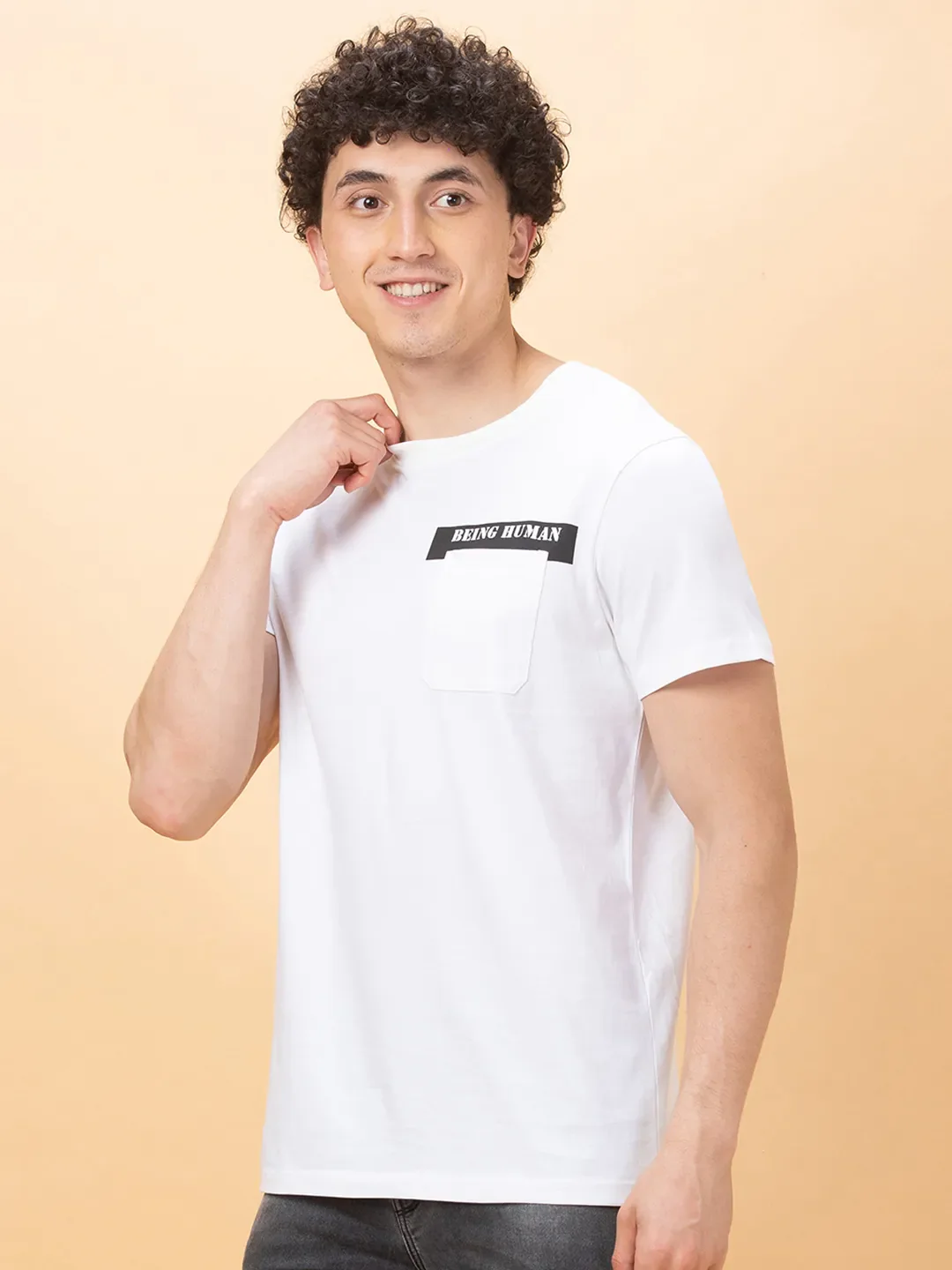 White Regular Fit Men's Short Sleeves T-Shirt by Being Human Clothing - Image 4