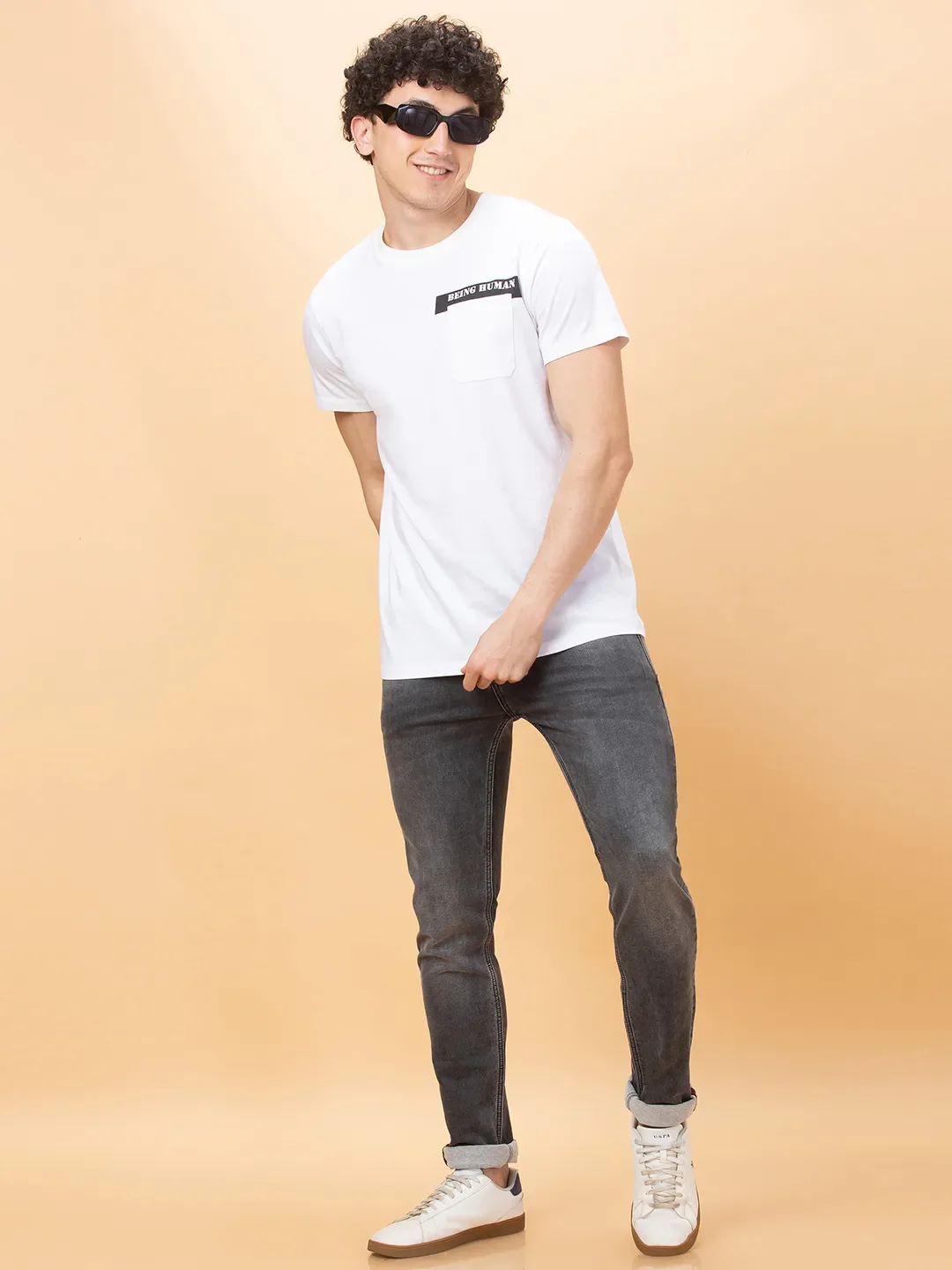 White Regular Fit Men's Short Sleeves T-Shirt by Being Human Clothing - Image 6
