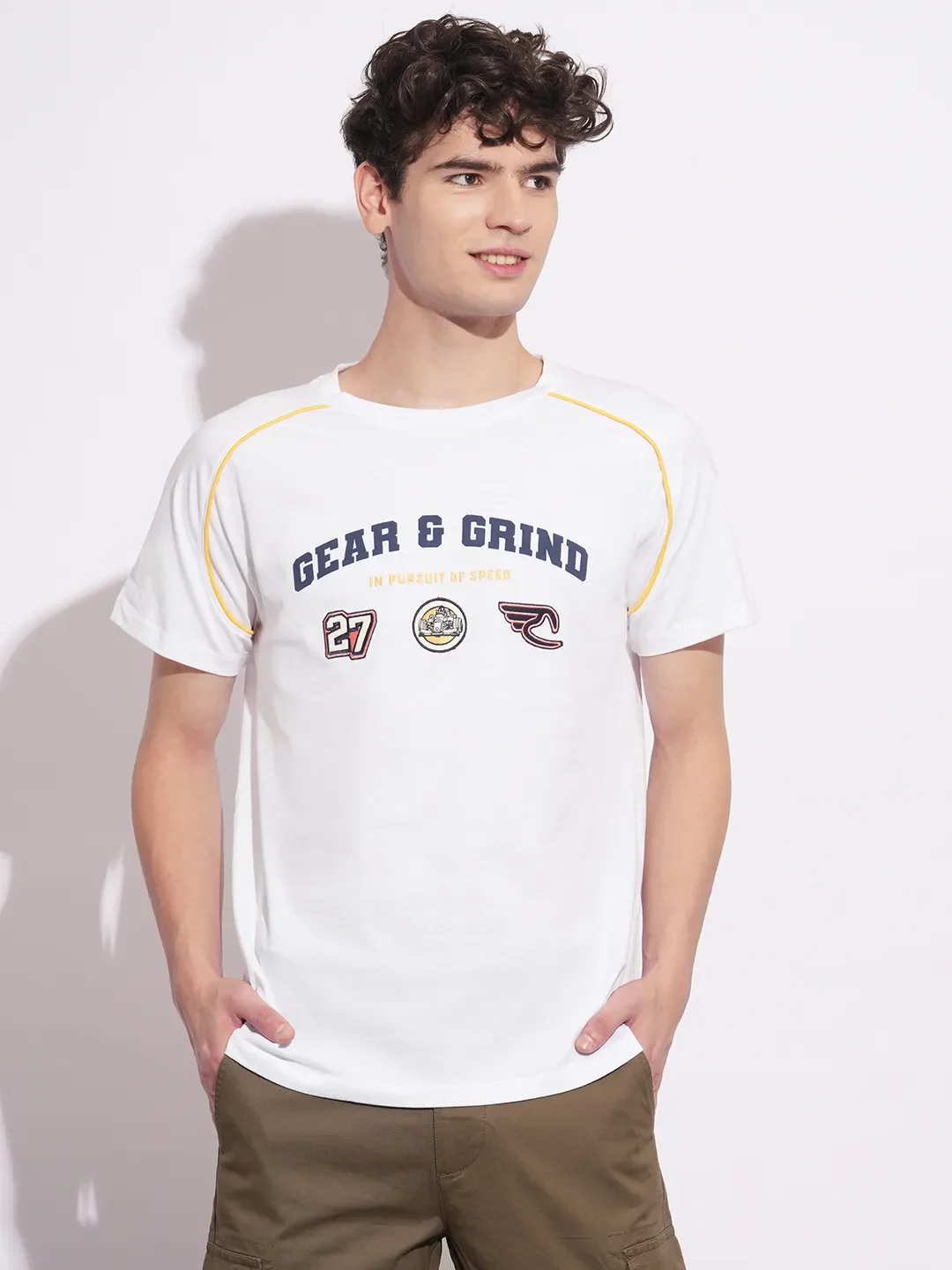 White Easy Fit Round Neck Men's T-Shirt by Being Human Clothing