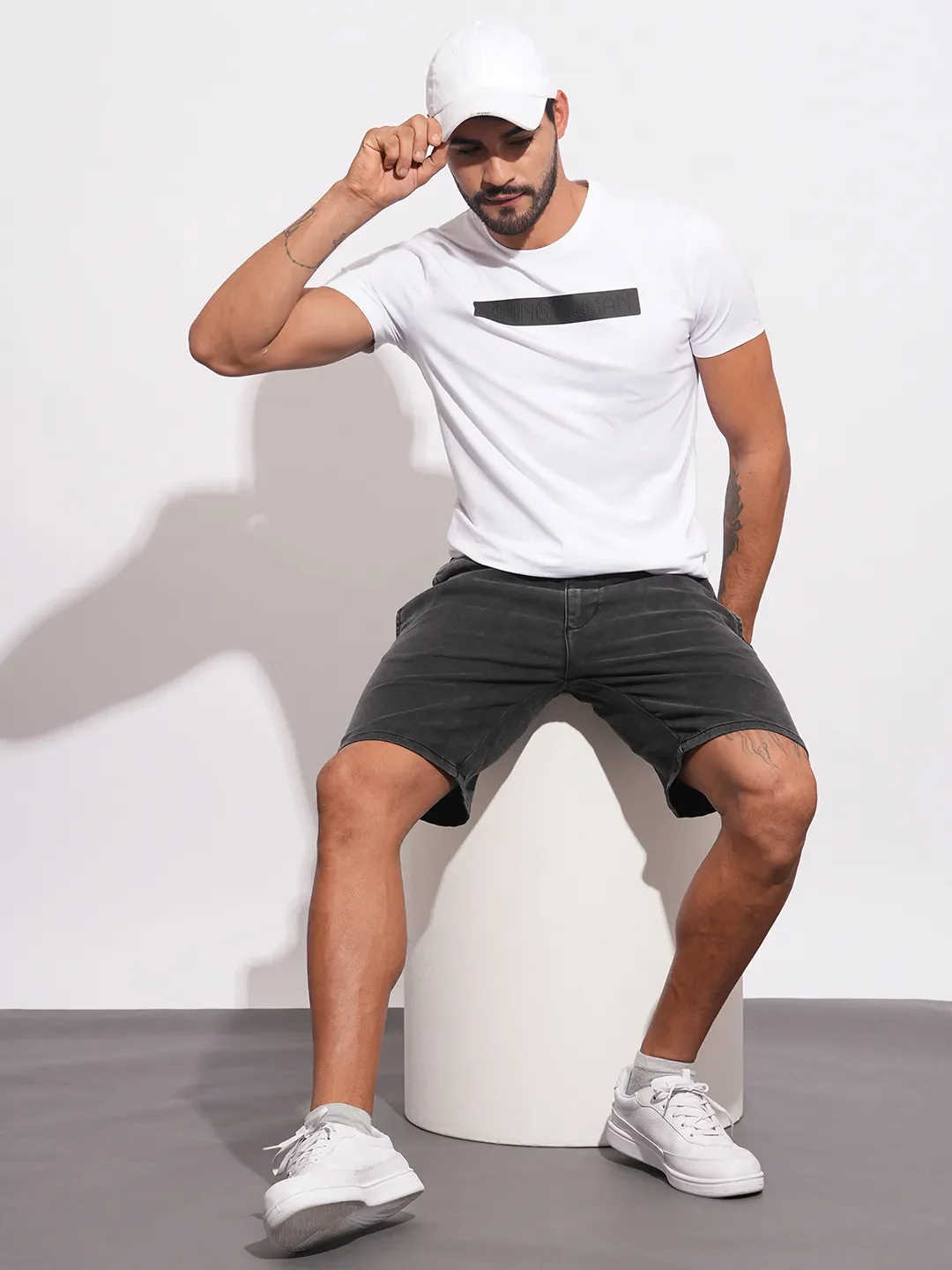 White Slim Fit Round Neck Men's T-Shirt by Being Human Clothing - Image 4