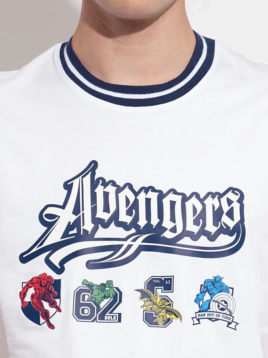 Avengers White Easy Fit Round Neck Men's T-Shirt by Being Human Clothing - Image 4