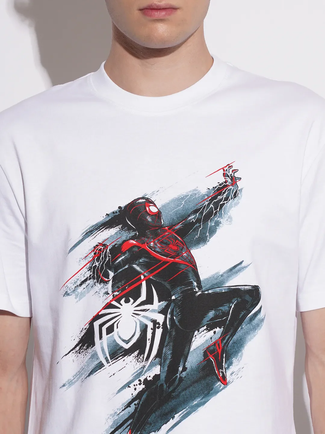 Spiderman White Easy Fit Round Neck Men's T-Shirt by Being Human Clothing - Image 5