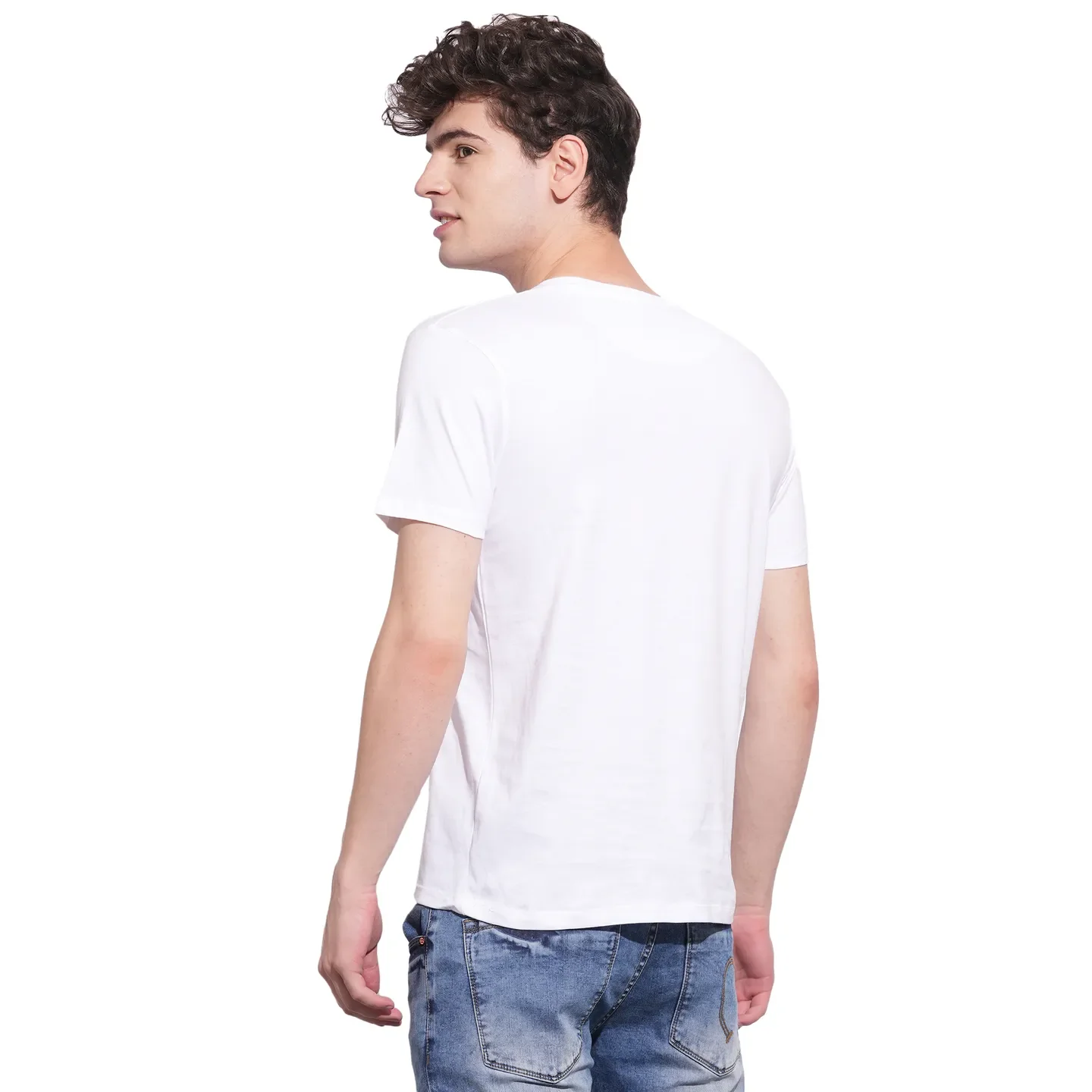 White Slim Fit Round Neck Men's T-Shirt by Being Human Clothing - Image 3