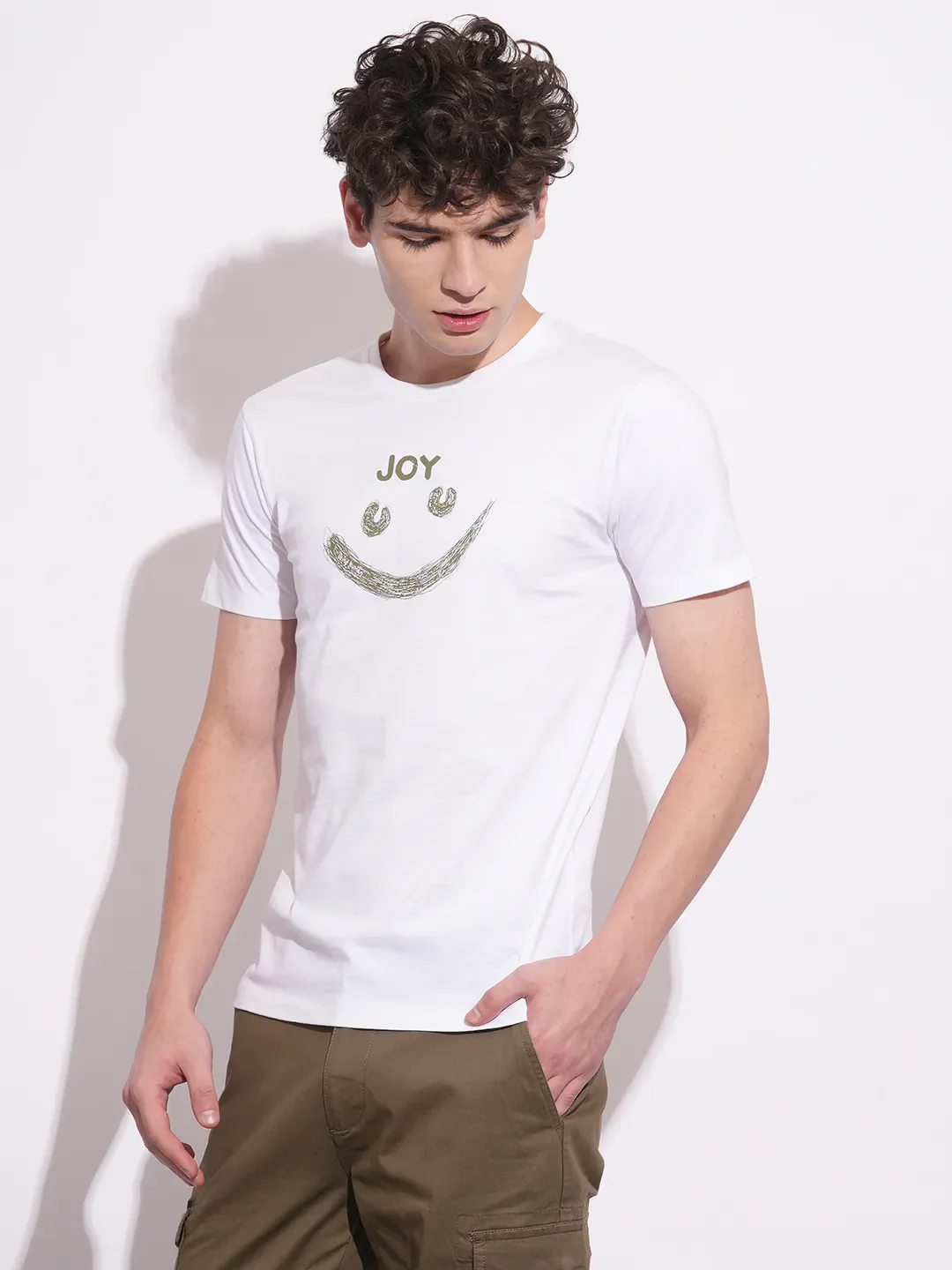 White Slim Fit Round Neck Men's T-Shirt by Being Human Clothing - Image 2