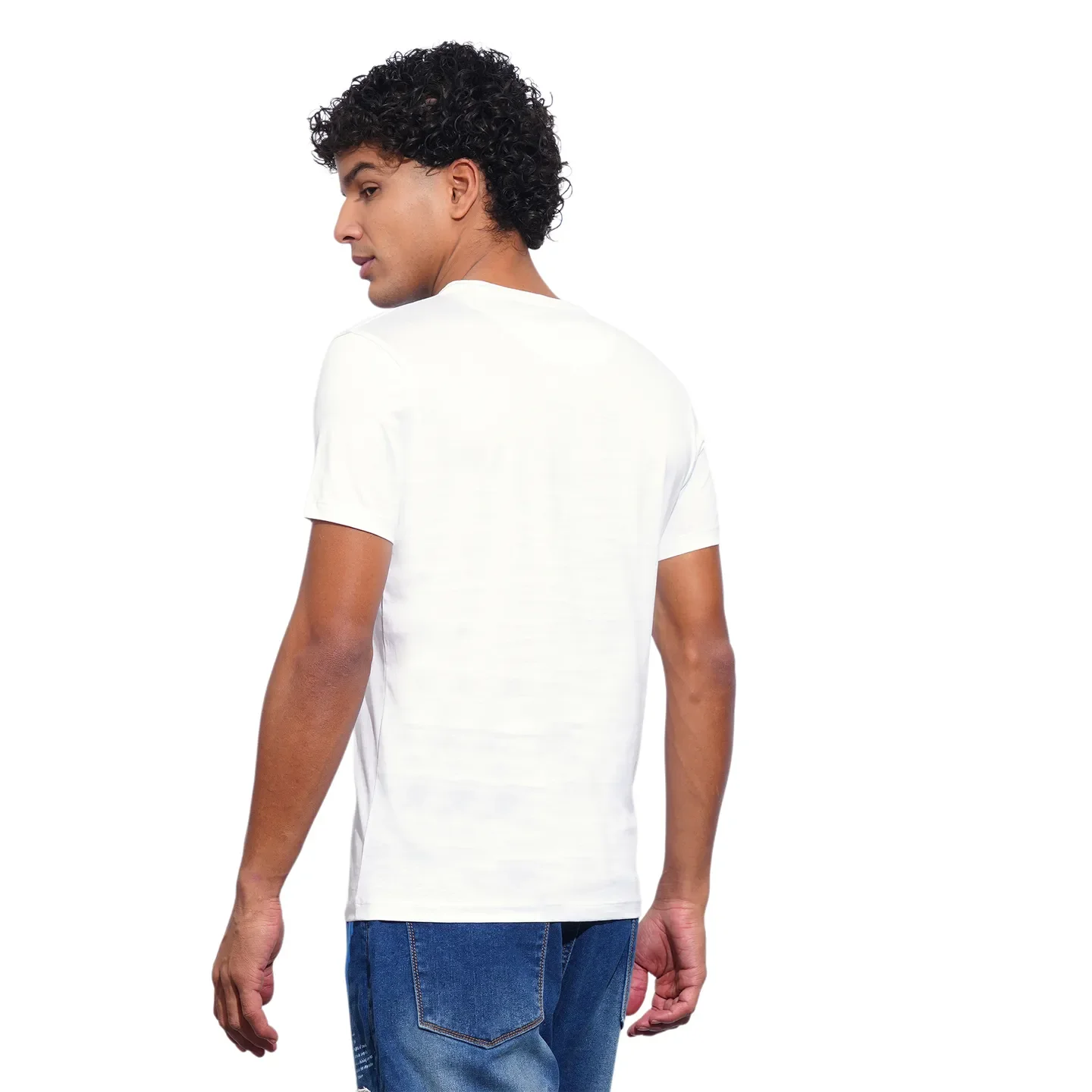 White Slim Fit Round Neck Men's T-Shirt by Being Human Clothing - Image 3