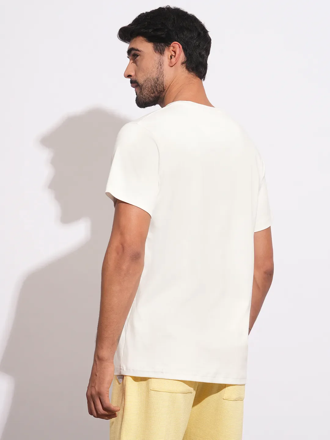 White Slim Fit Round Neck Men's T-Shirt by Being Human Clothing - Image 3