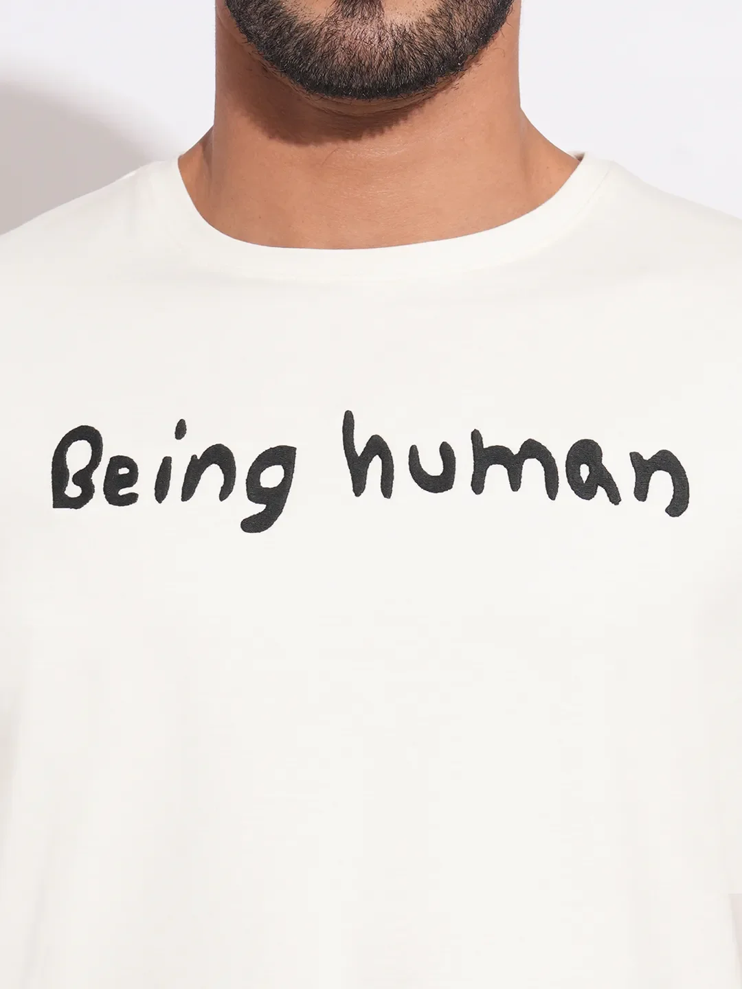 White Slim Fit Round Neck Men's T-Shirt by Being Human Clothing - Image 5