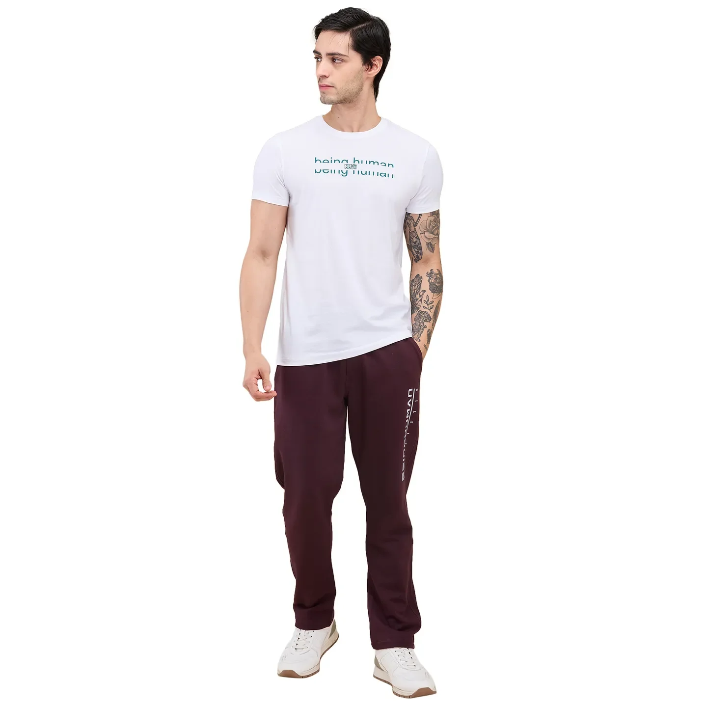 White Regular Fit Men's Short Sleeves T-Shirt by Being Human Clothing - Image 2