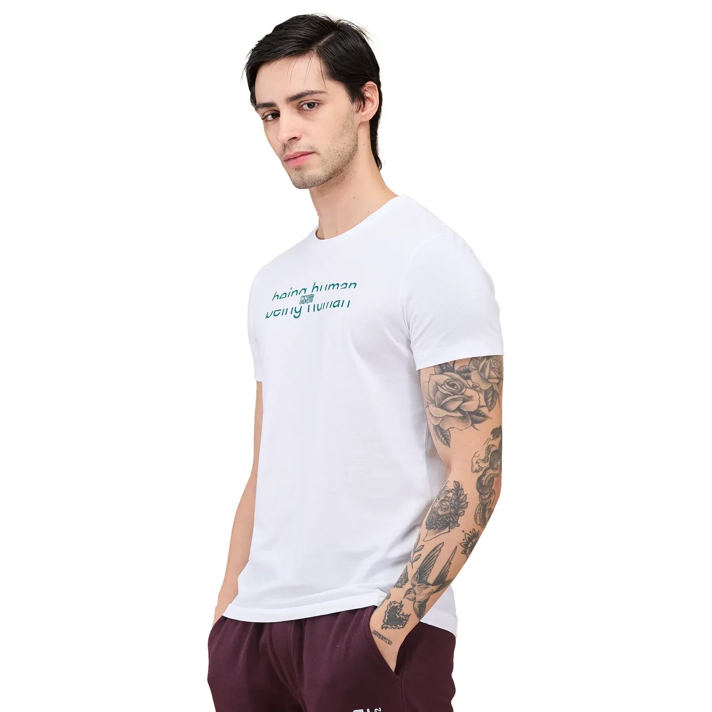 White Regular Fit Men's Short Sleeves T-Shirt by Being Human Clothing - Image 4