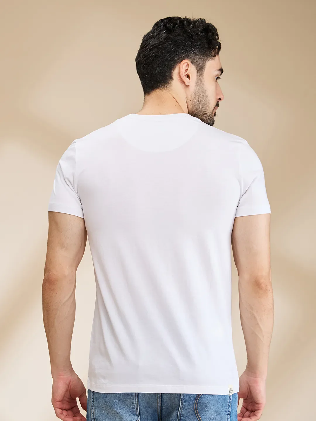 White Regular Fit Men's Short Sleeves T-Shirt by Being Human Clothing - Image 3