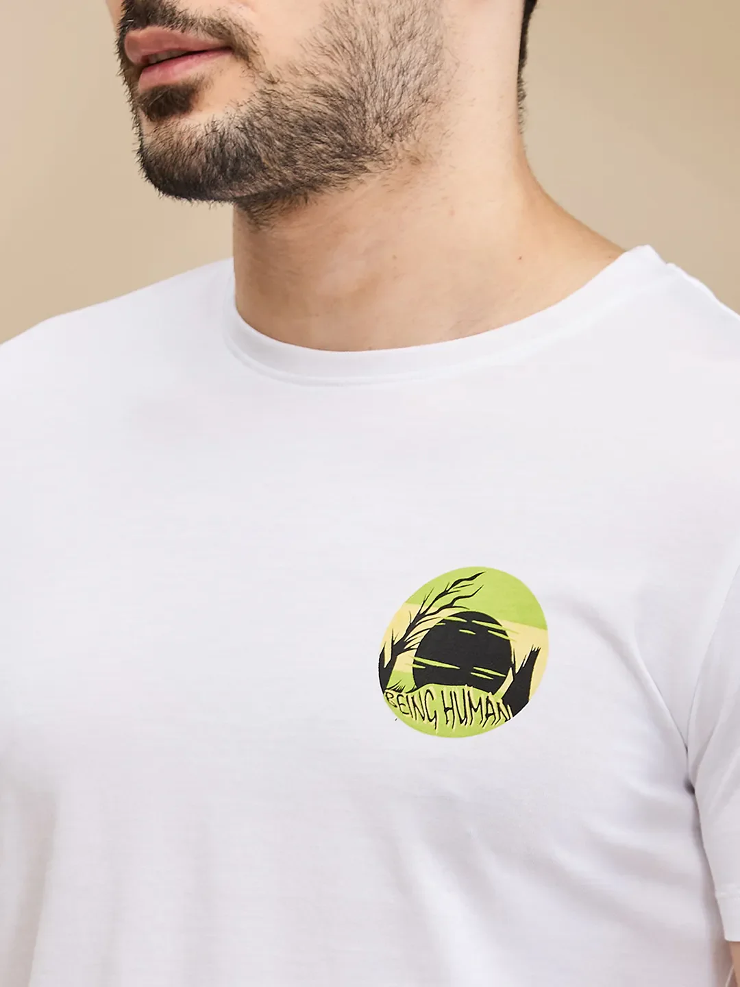 White Regular Fit Men's Short Sleeves T-Shirt by Being Human Clothing - Image 5