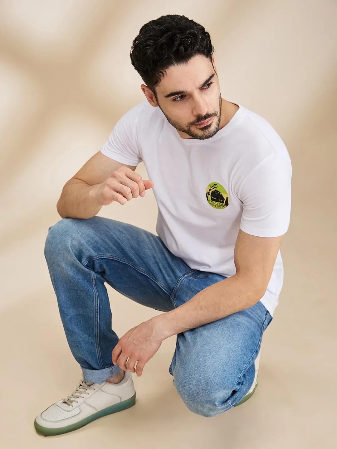 White Regular Fit Men's Short Sleeves T-Shirt by Being Human Clothing - Image 6
