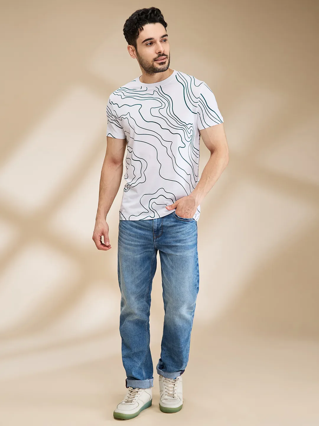 White Regular Fit Men's Short Sleeves T-Shirt by Being Human Clothing - Image 2
