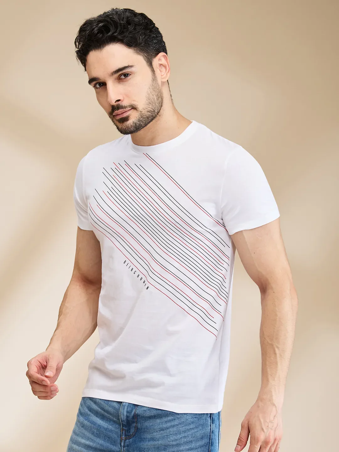 White Regular Fit Men's Short Sleeves T-Shirt by Being Human Clothing - Image 4