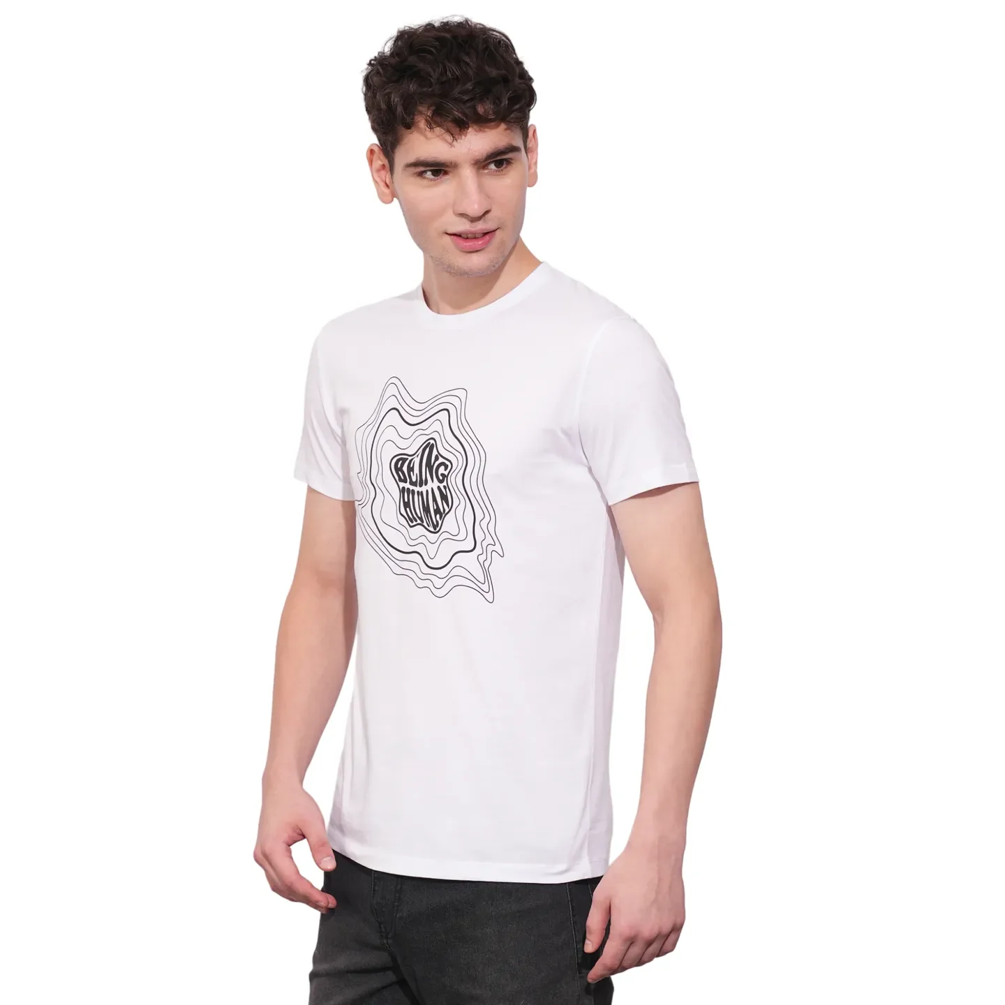 White Regular Fit Men's Short Sleeves T-Shirt by Being Human Clothing - Image 2
