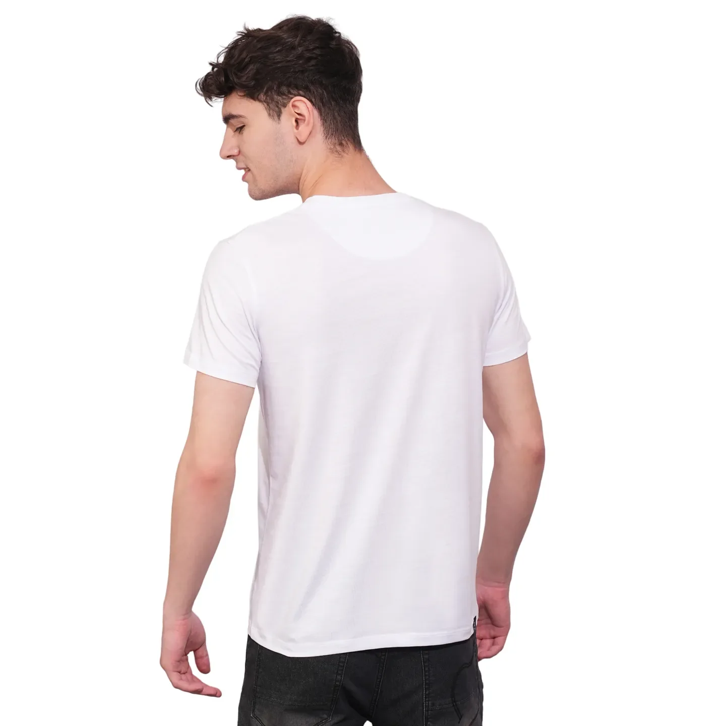 White Regular Fit Men's Short Sleeves T-Shirt by Being Human Clothing - Image 3