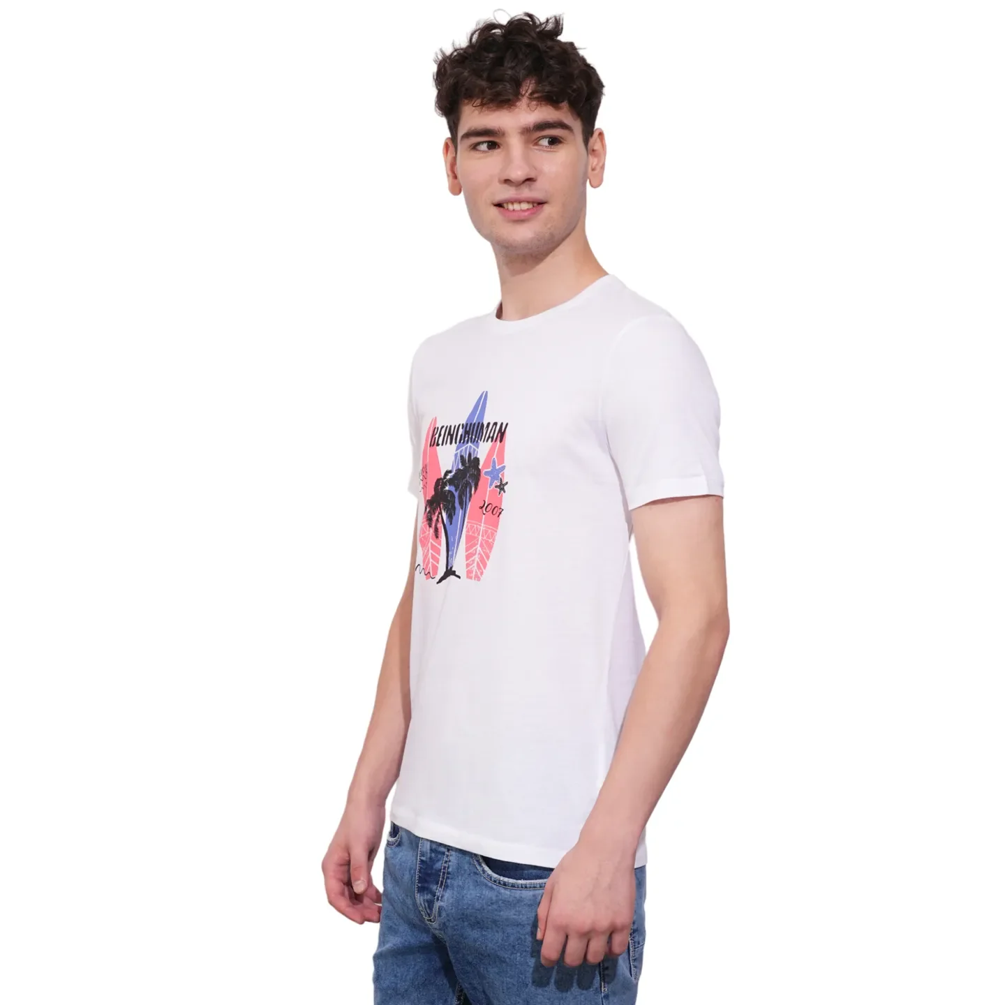 White Regular Fit Men's Short Sleeves T-Shirt by Being Human Clothing - Image 2