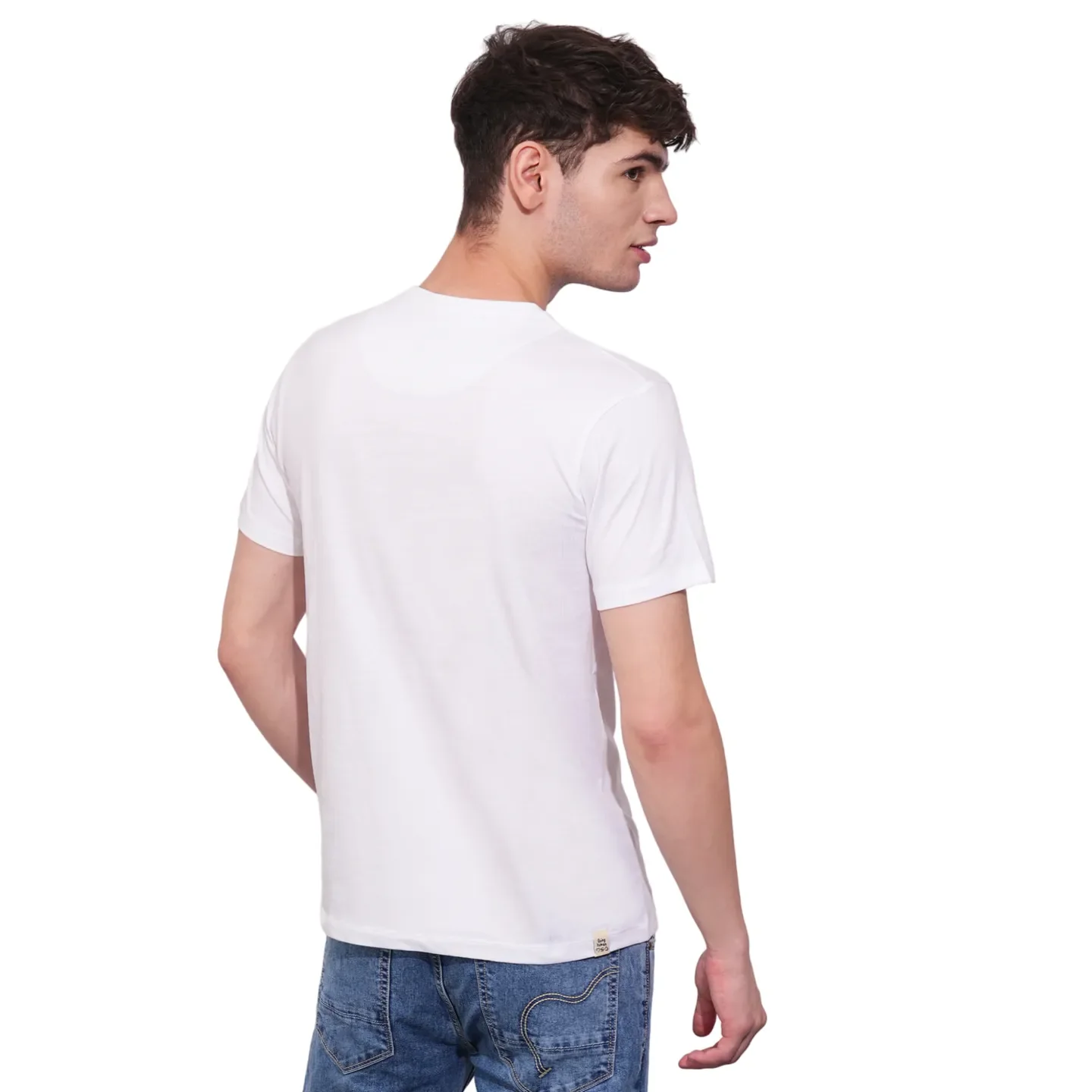 White Regular Fit Men's Short Sleeves T-Shirt by Being Human Clothing - Image 3