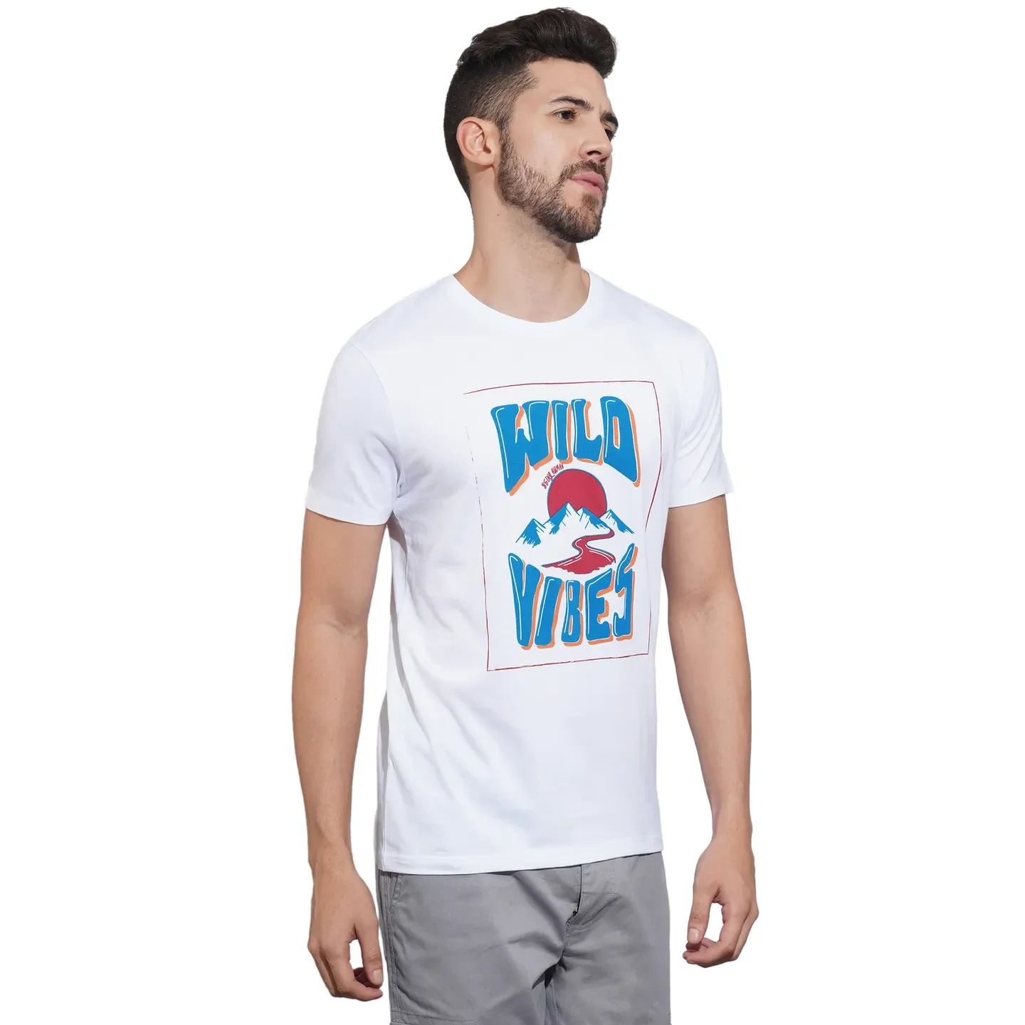 White Regular Fit Round Neck Men's T-Shirt by Being Human Clothing - Image 2