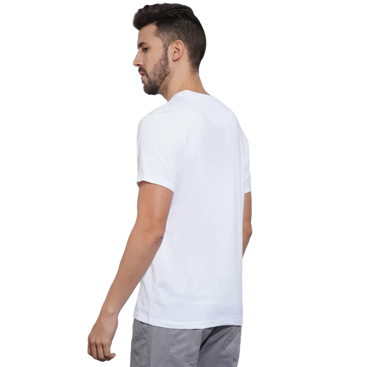 White Regular Fit Round Neck Men's T-Shirt by Being Human Clothing - Image 3