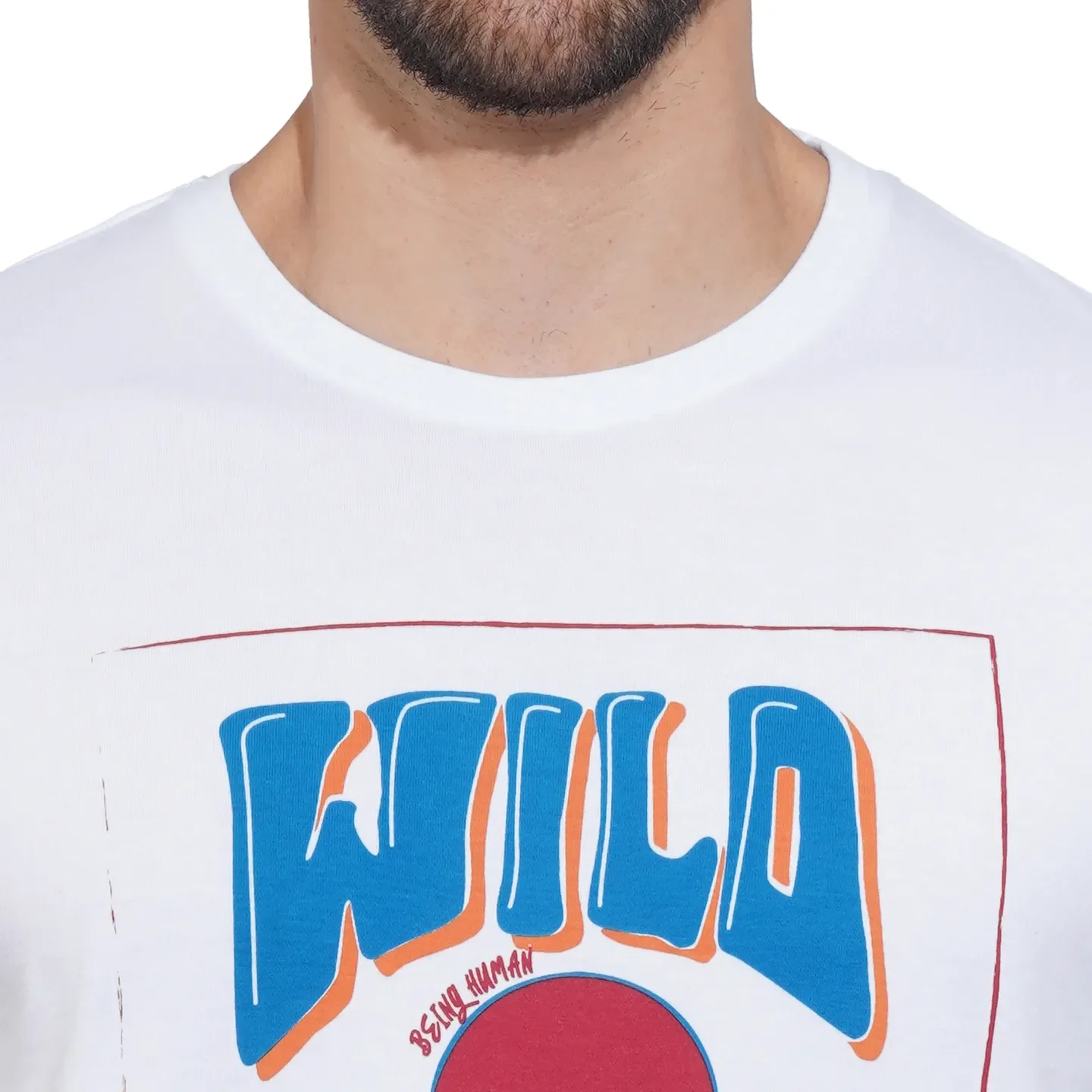 White Regular Fit Round Neck Men's T-Shirt by Being Human Clothing - Image 5