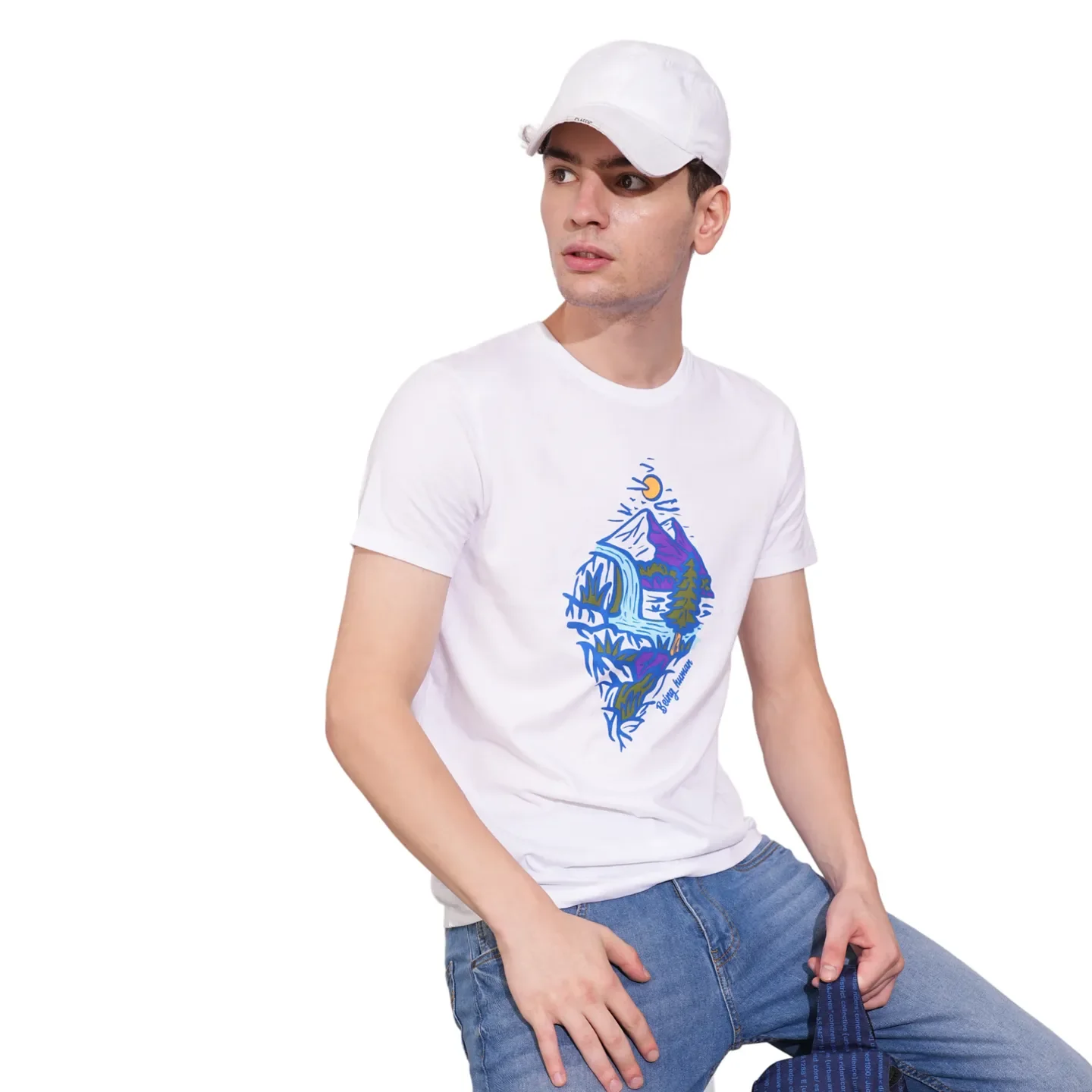 White Regular Fit Men's Short Sleeves T-Shirt by Being Human Clothing - Image 6