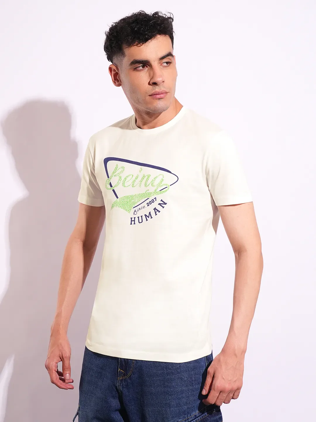 White Slim Fit Men's Short Sleeves T-Shirt by Being Human Clothing - Image 2