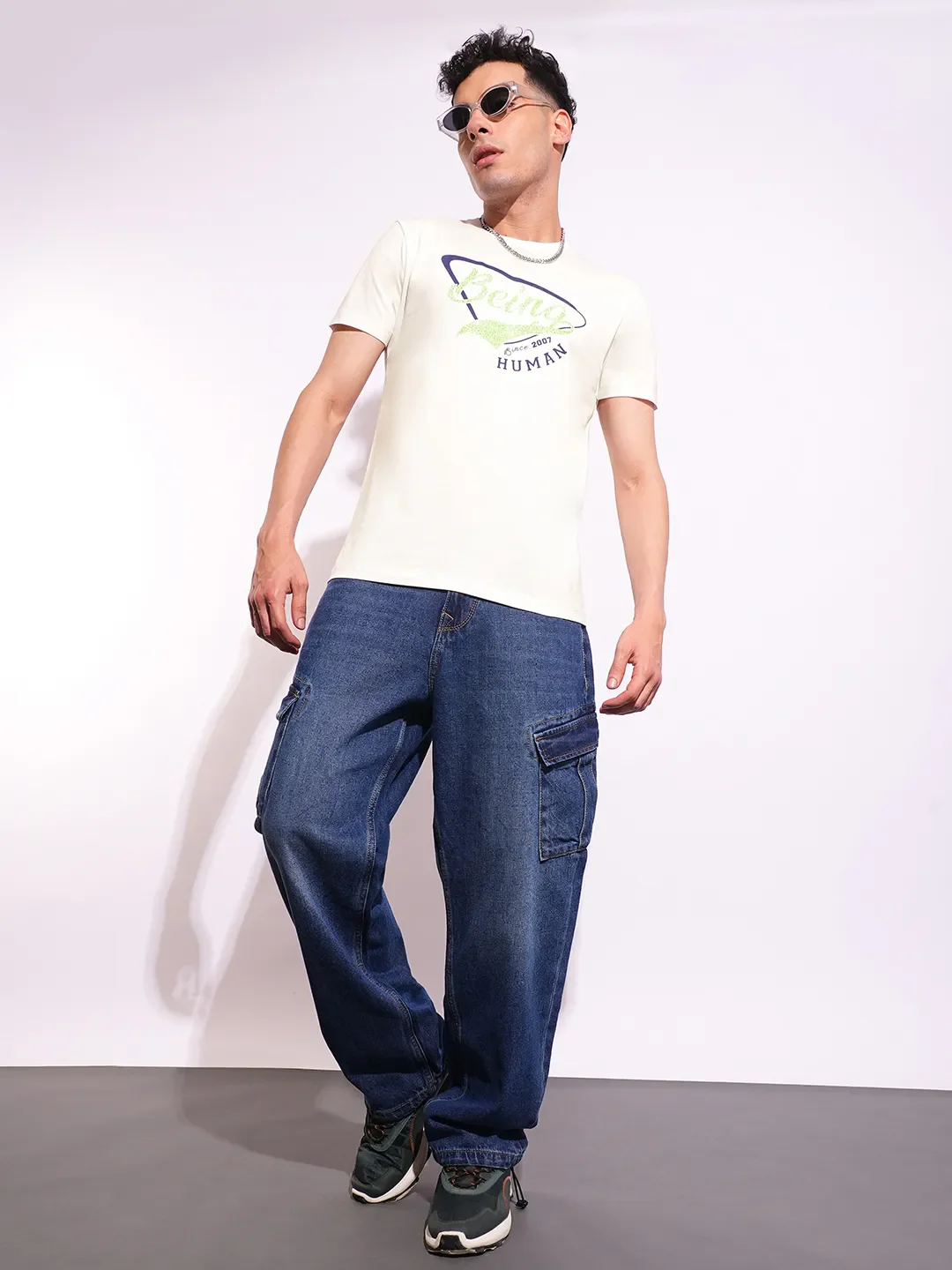 White Slim Fit Men's Short Sleeves T-Shirt by Being Human Clothing - Image 4
