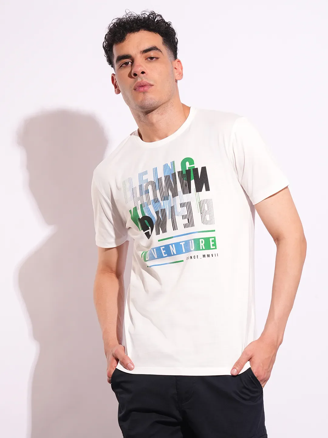 White Slim Fit Men's Short Sleeves T-Shirt by Being Human Clothing