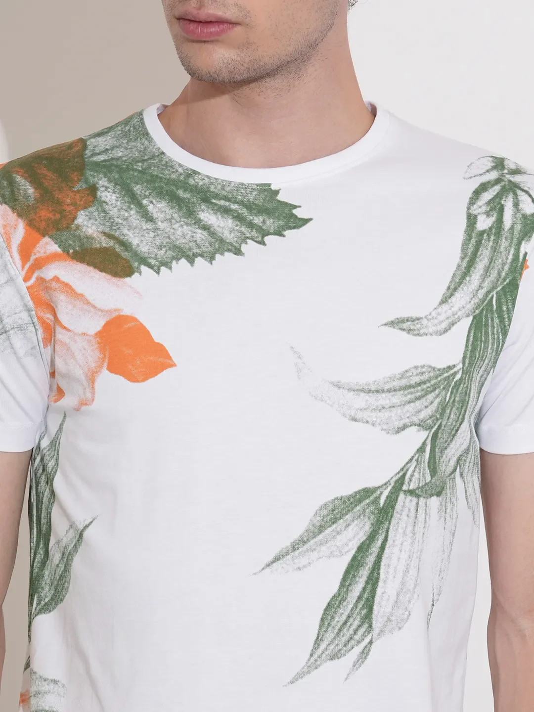 White Slim Fit Men's Short Sleeves T-Shirt by Being Human Clothing - Image 5