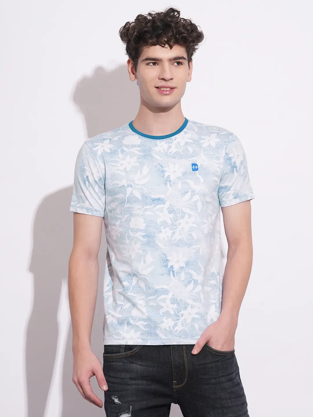 White Slim Fit Round Neck Men's T-Shirt by Being Human Clothing