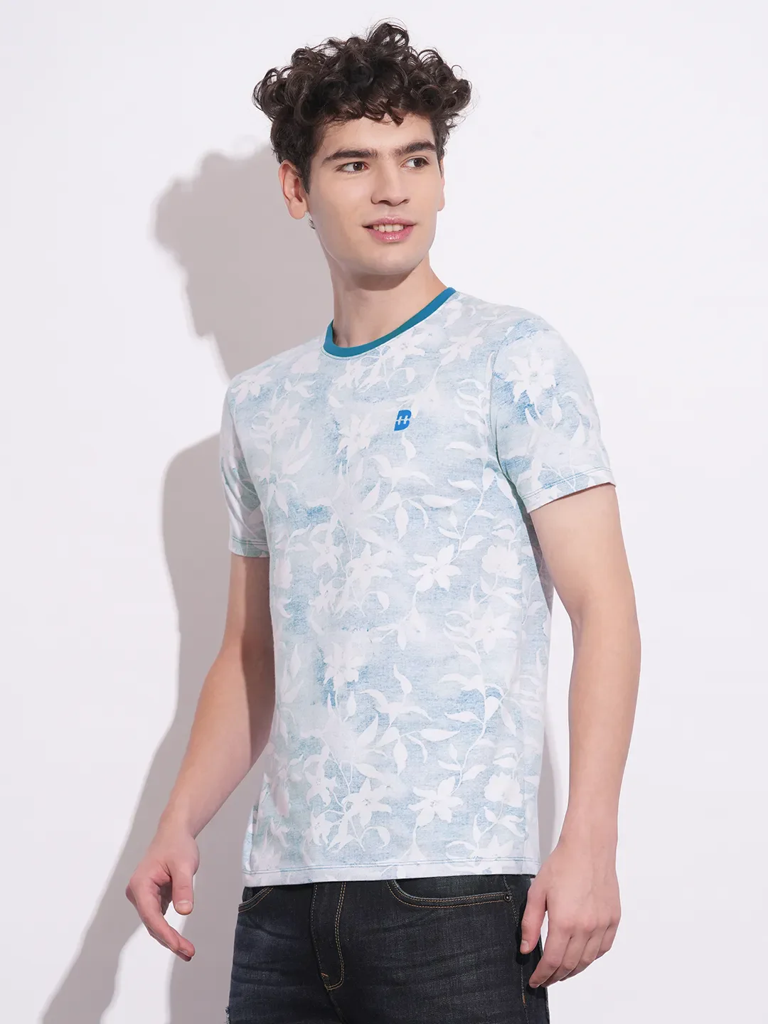 White Slim Fit Round Neck Men's T-Shirt by Being Human Clothing - Image 2