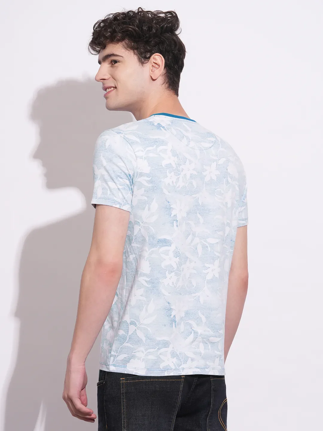 White Slim Fit Round Neck Men's T-Shirt by Being Human Clothing - Image 3