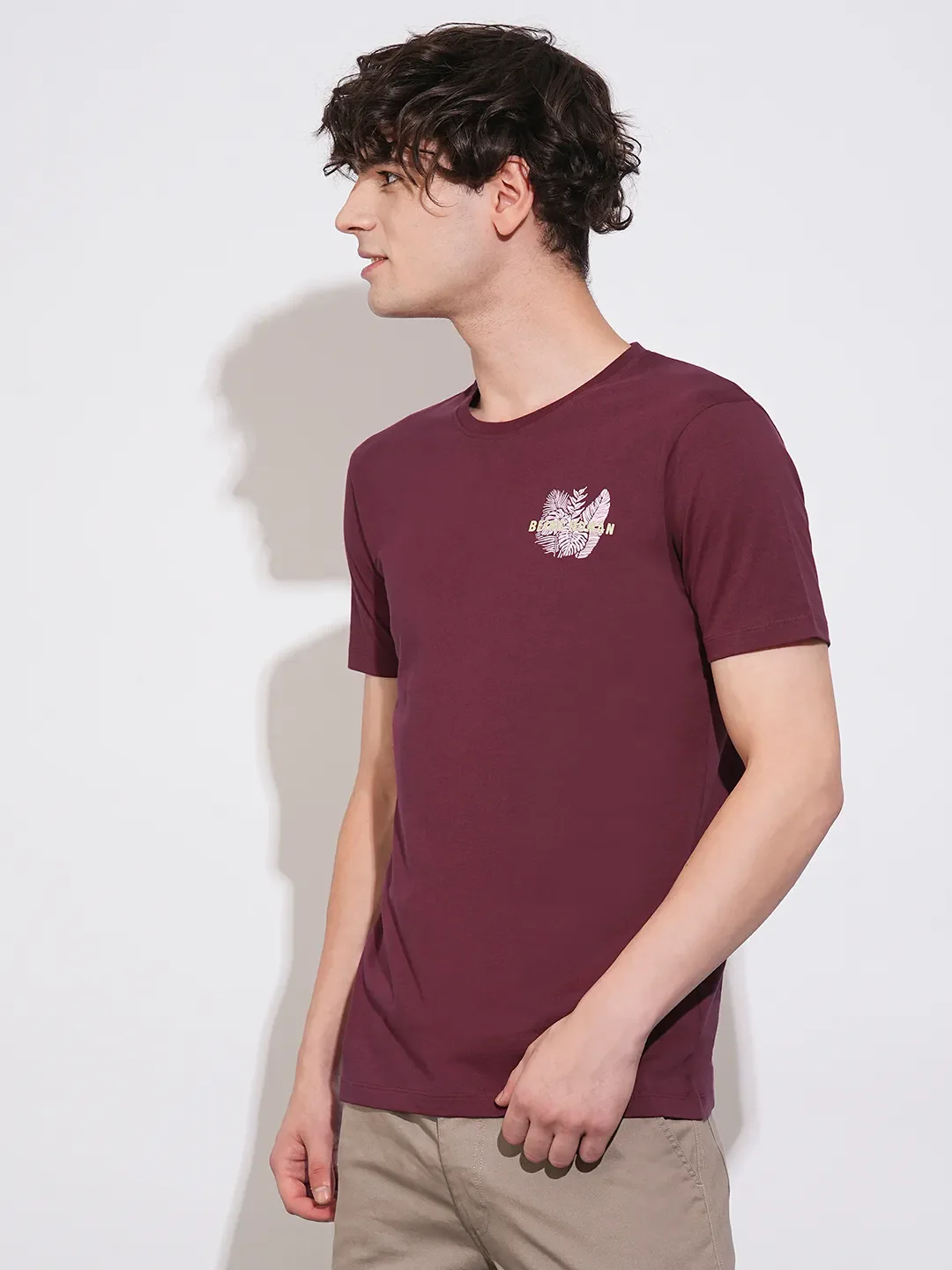 Wine Regular Fit Round Neck Men's T-Shirt by Being Human Clothing - Image 2