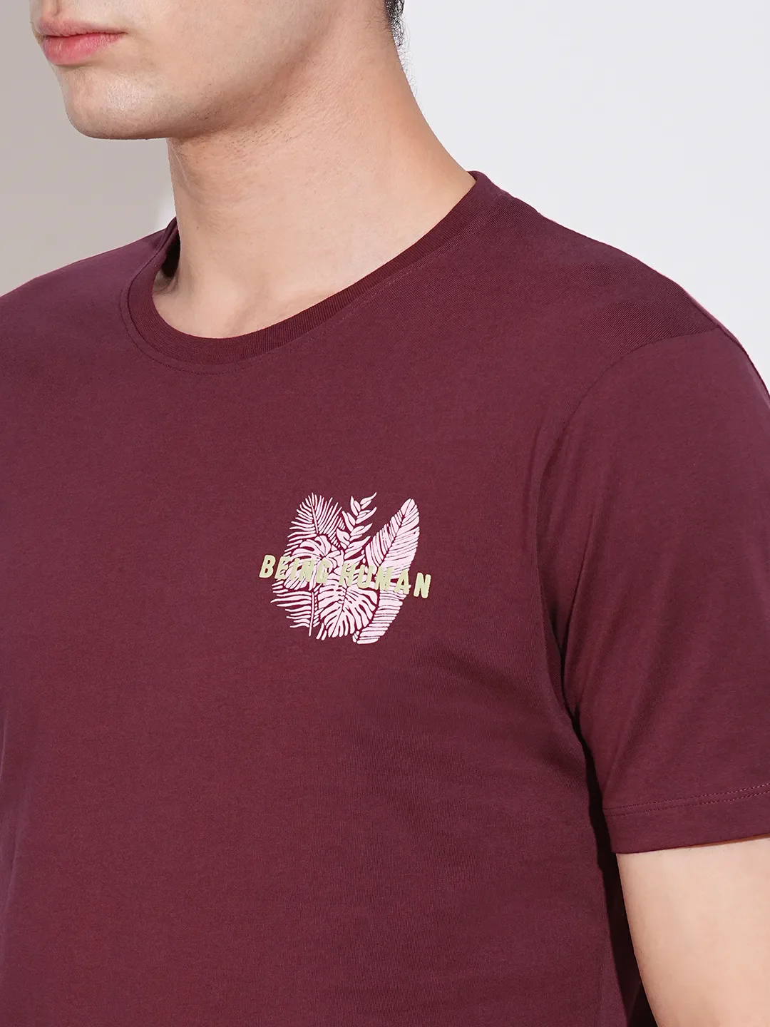 Wine Regular Fit Round Neck Men's T-Shirt by Being Human Clothing - Image 5