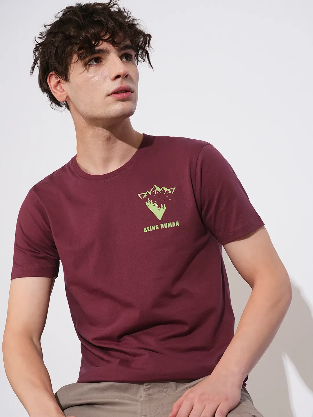 Wine Regular Fit Men's Short Sleeves T-Shirt by Being Human Clothing - Image 6
