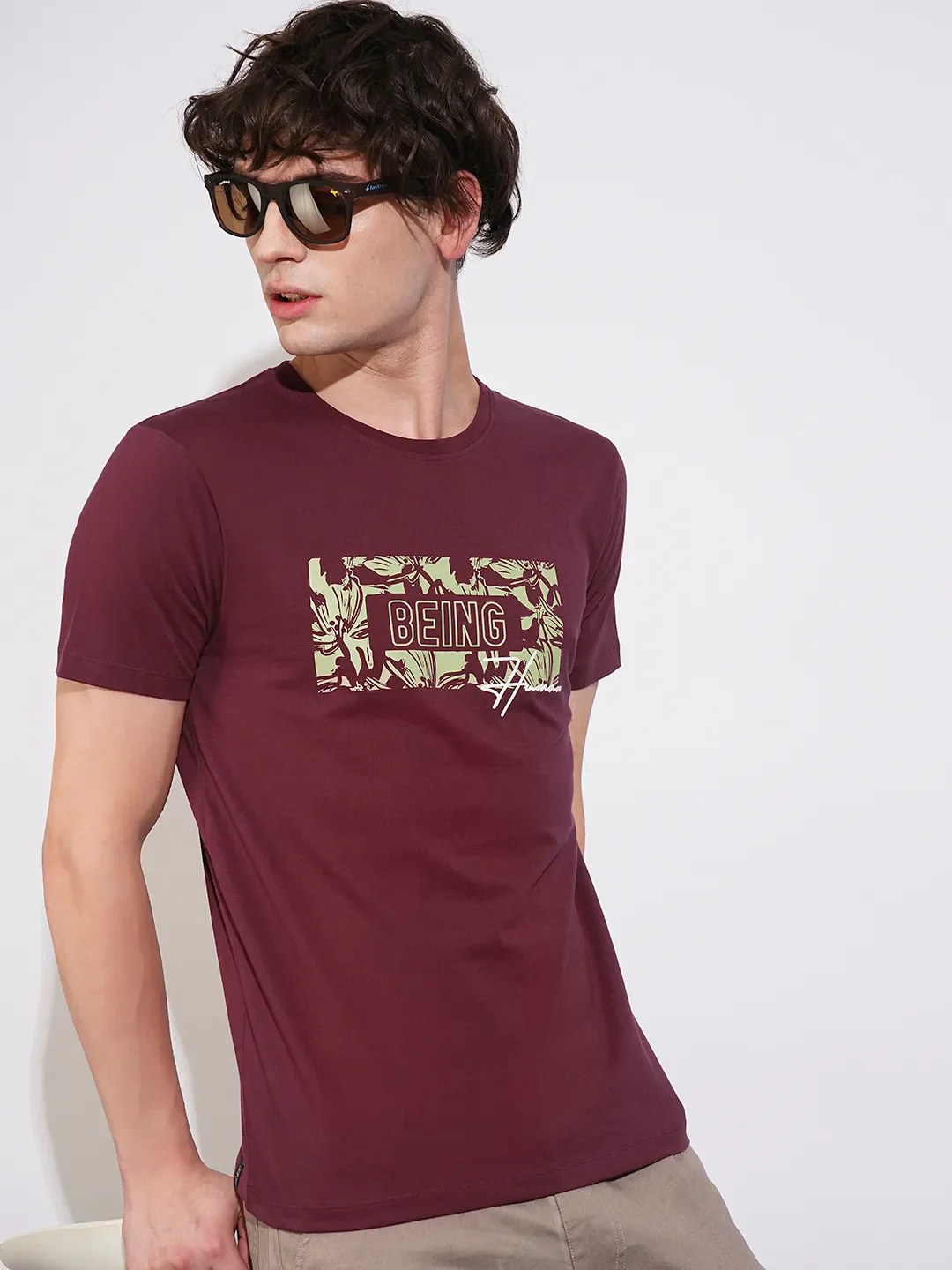 Wine Regular Fit Men's Short Sleeves T-Shirt by Being Human Clothing - Image 6